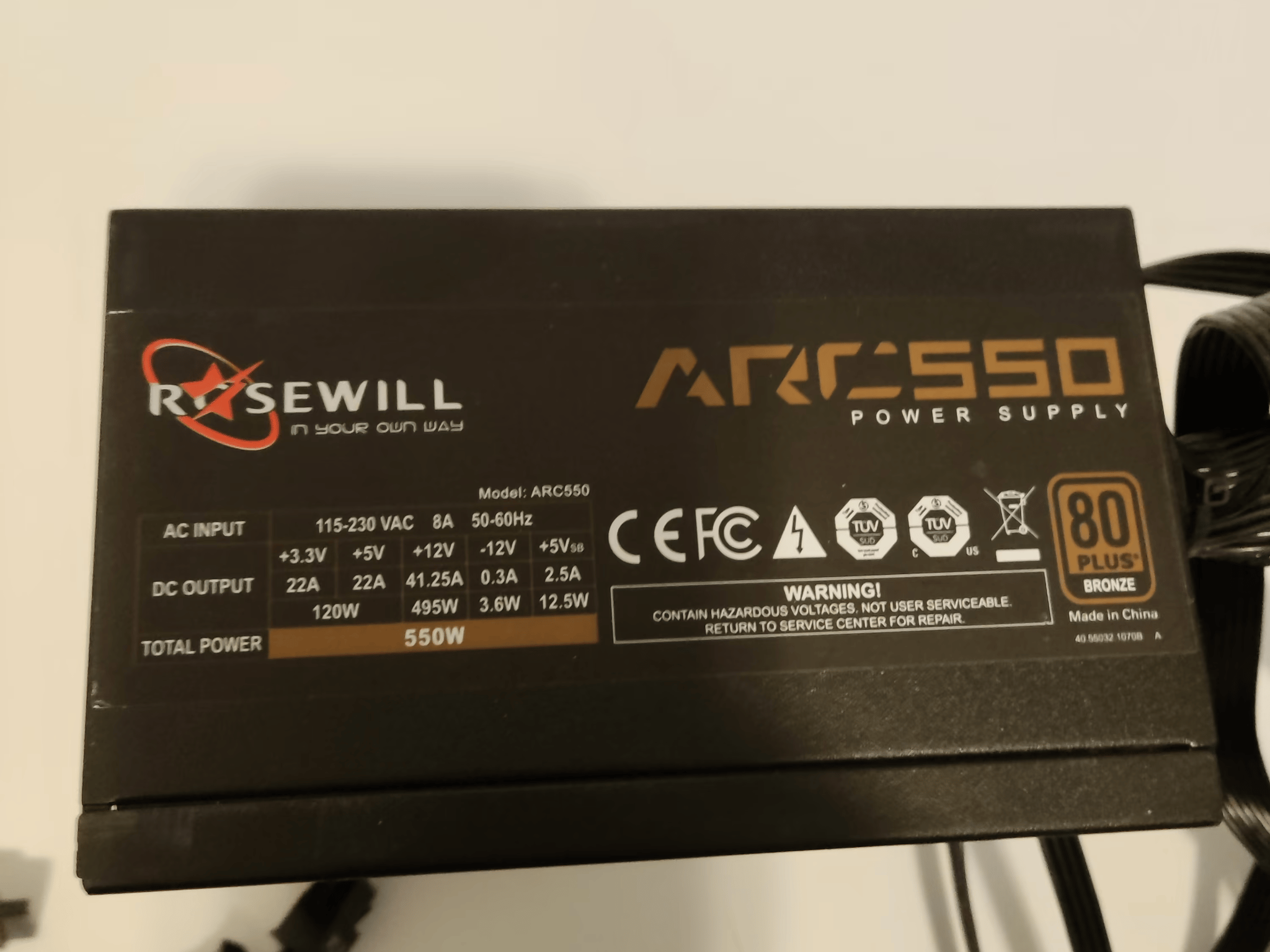 Rosewill Arc 550W Bronze Rated Power Supply