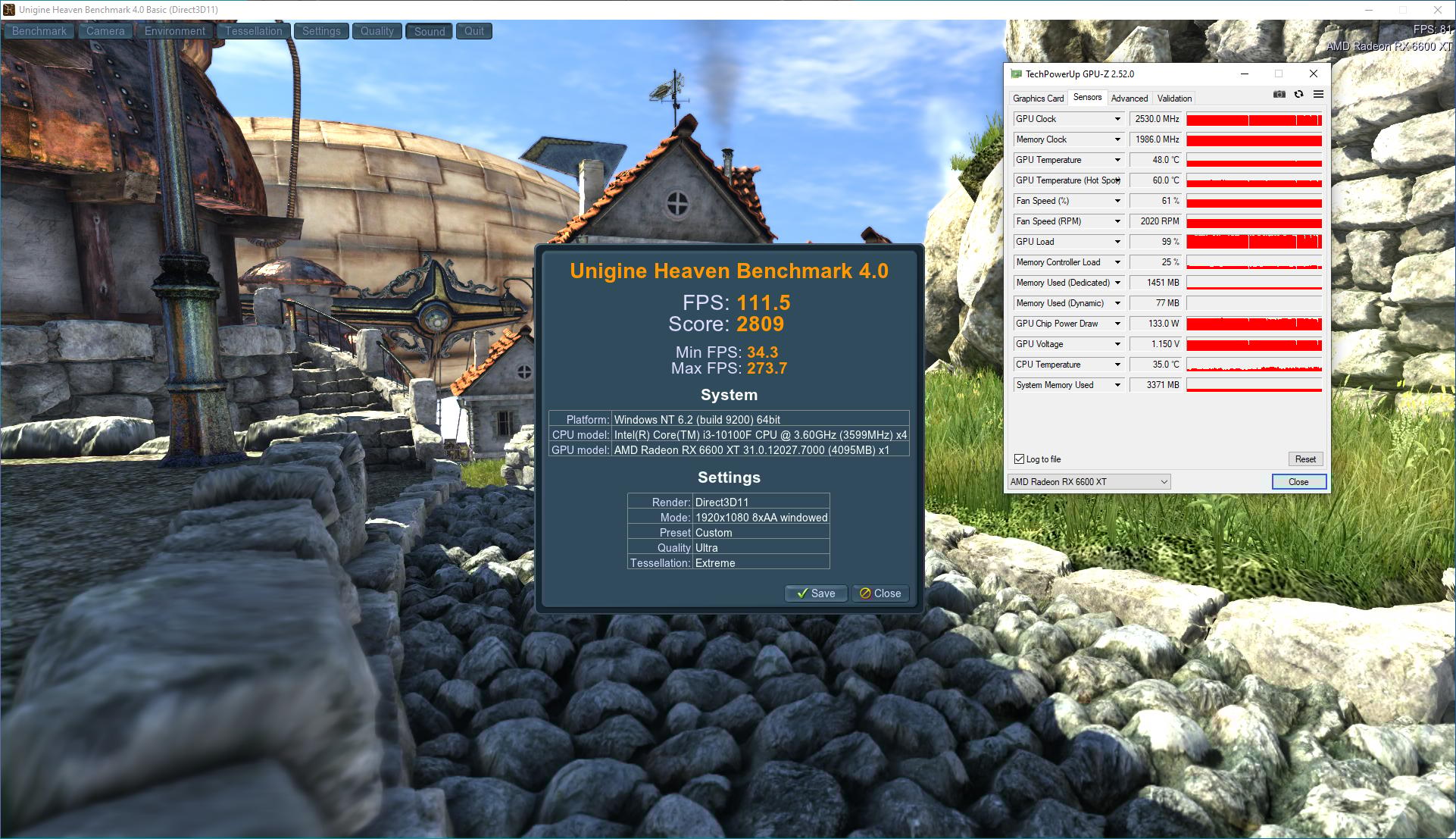 XFX Speedster MERC 308 AMD Radeon RX 6600 XT Black GDDR6 8GB Graphics Card, Used.