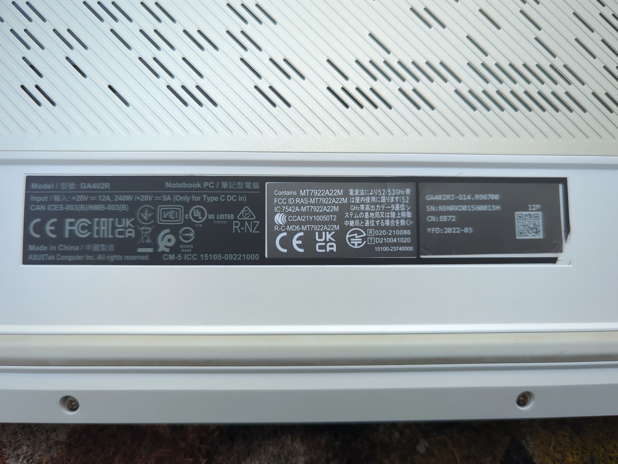 Asus G14 2022 Ryzen 9 6900HS RX 6700S