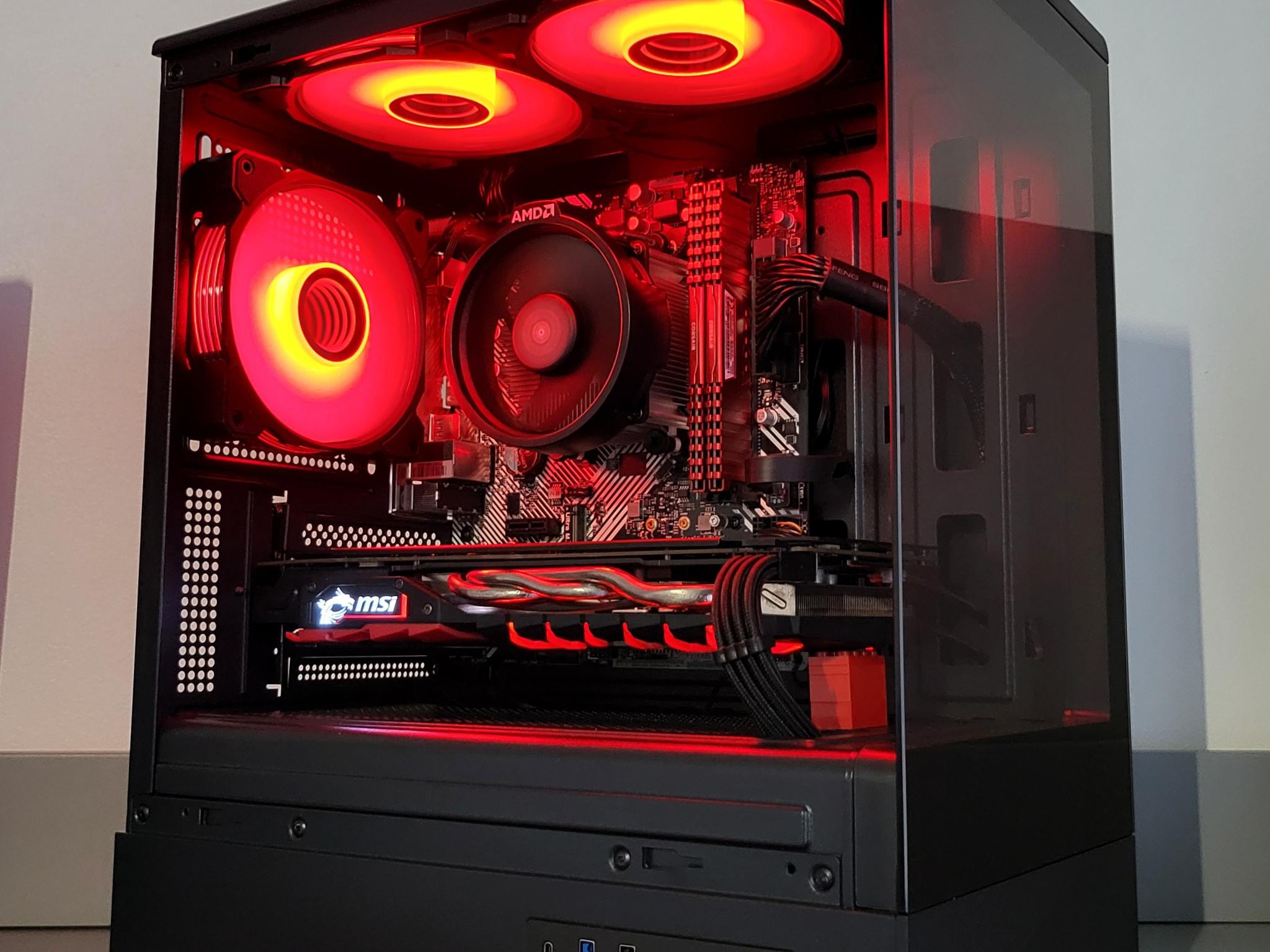 Red/Black Gaming PC! Ryzen 5 | Radeon RX | 16GB | 1TB | Wi-Fi BT | ARGB | 500W 80+ Gold
