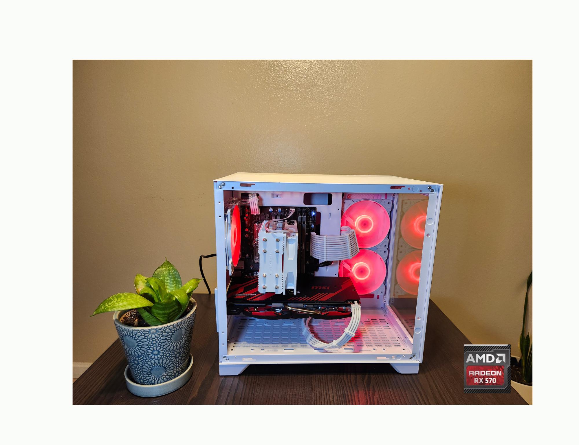 Custom Gaming PC - Intel i7-6700, RX 570 8GB, 16GB RAM, 256GB SSD - White Case