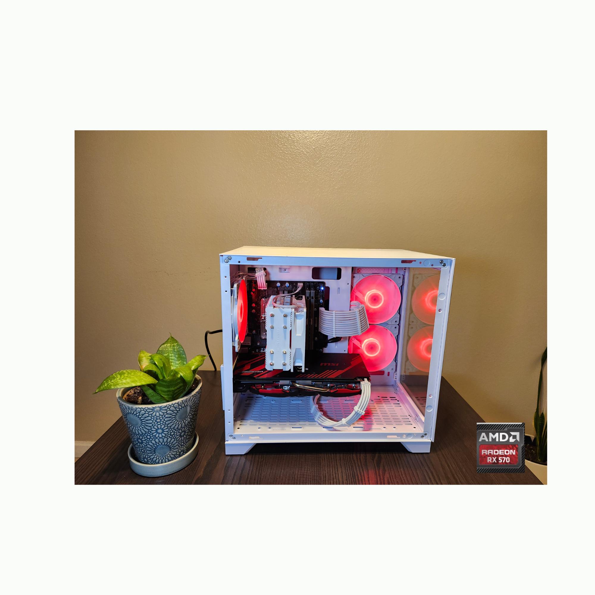 Custom Gaming PC - Intel i7-6700, RX 570 8GB, 16GB RAM, 256GB SSD - White Case