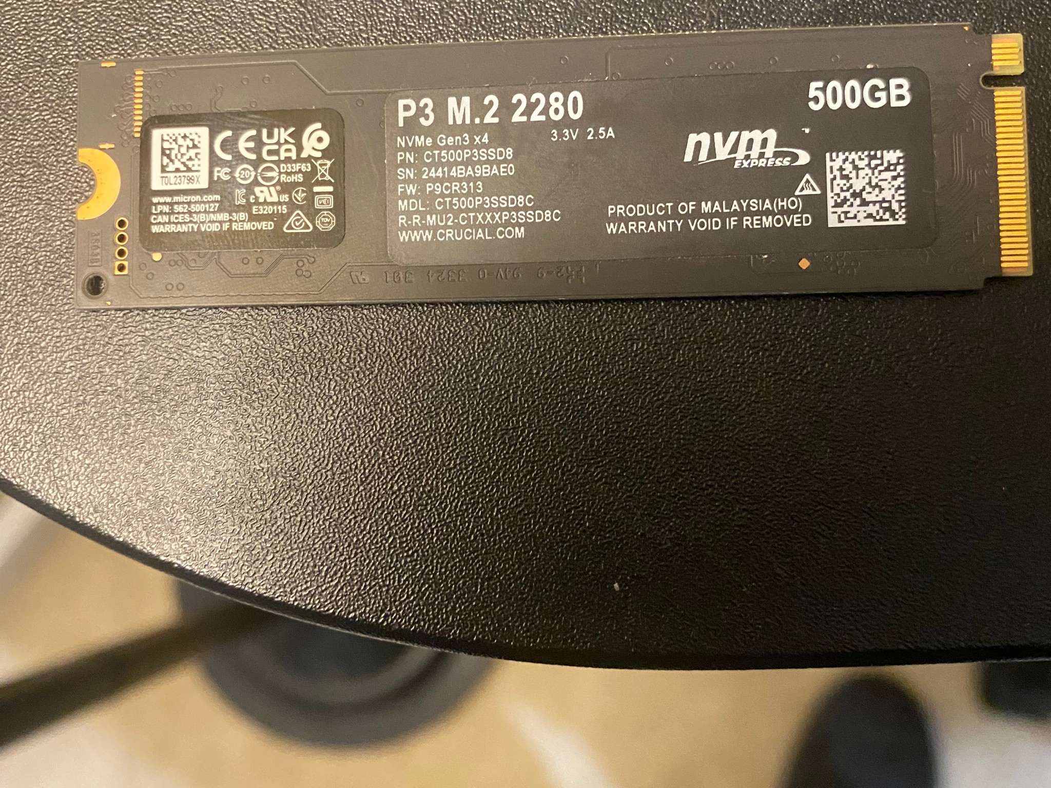 Used 500GB Nvme SSD good condition