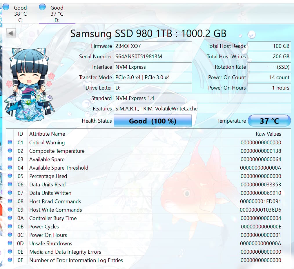 Waifu Vision-RTX 3080, i9-11900K, 1.5 Tb Samsung 980 SSDs, 32Gb, AIO, EVGA 850W