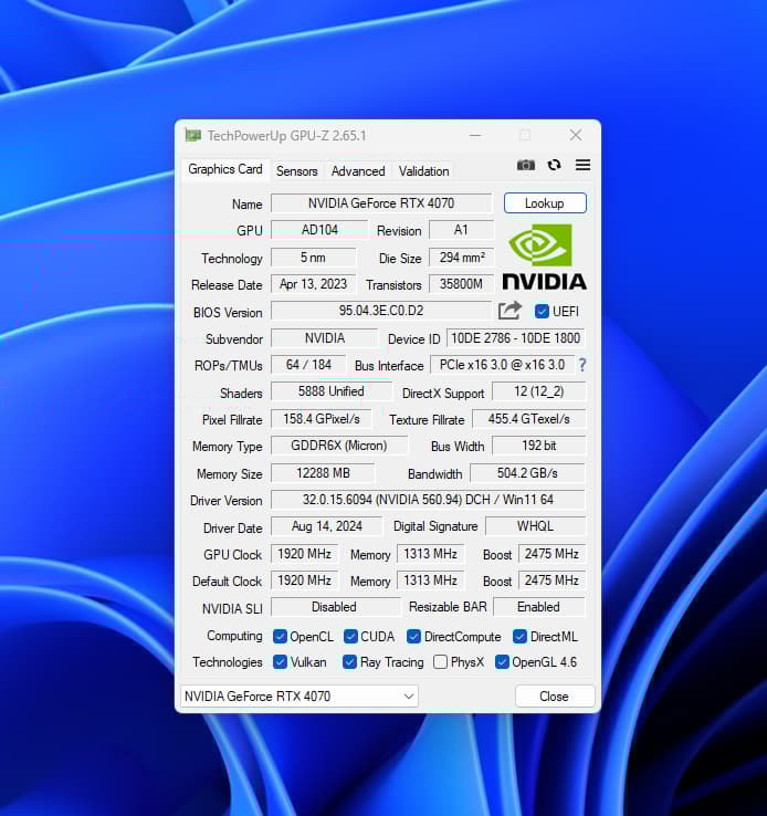 GALAX RTX 4070 1-Click OC 2X Graphics card - 12GB