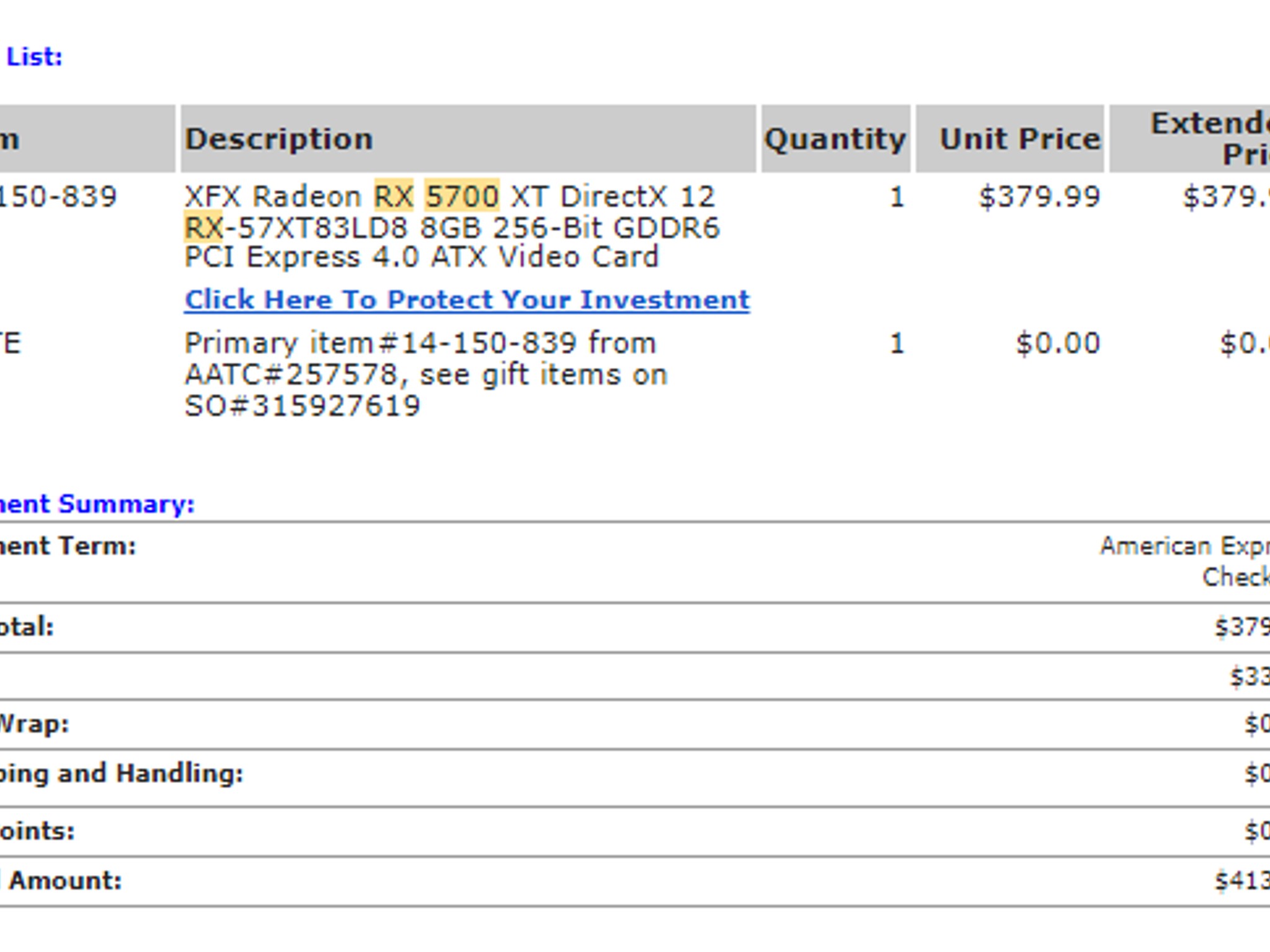 XFX Radeon RX 5700 XT DirectX 12 RX-57XT83LD8 8GB 256-Bit GDDR6 PCI Express 4.0 ATX Video Card