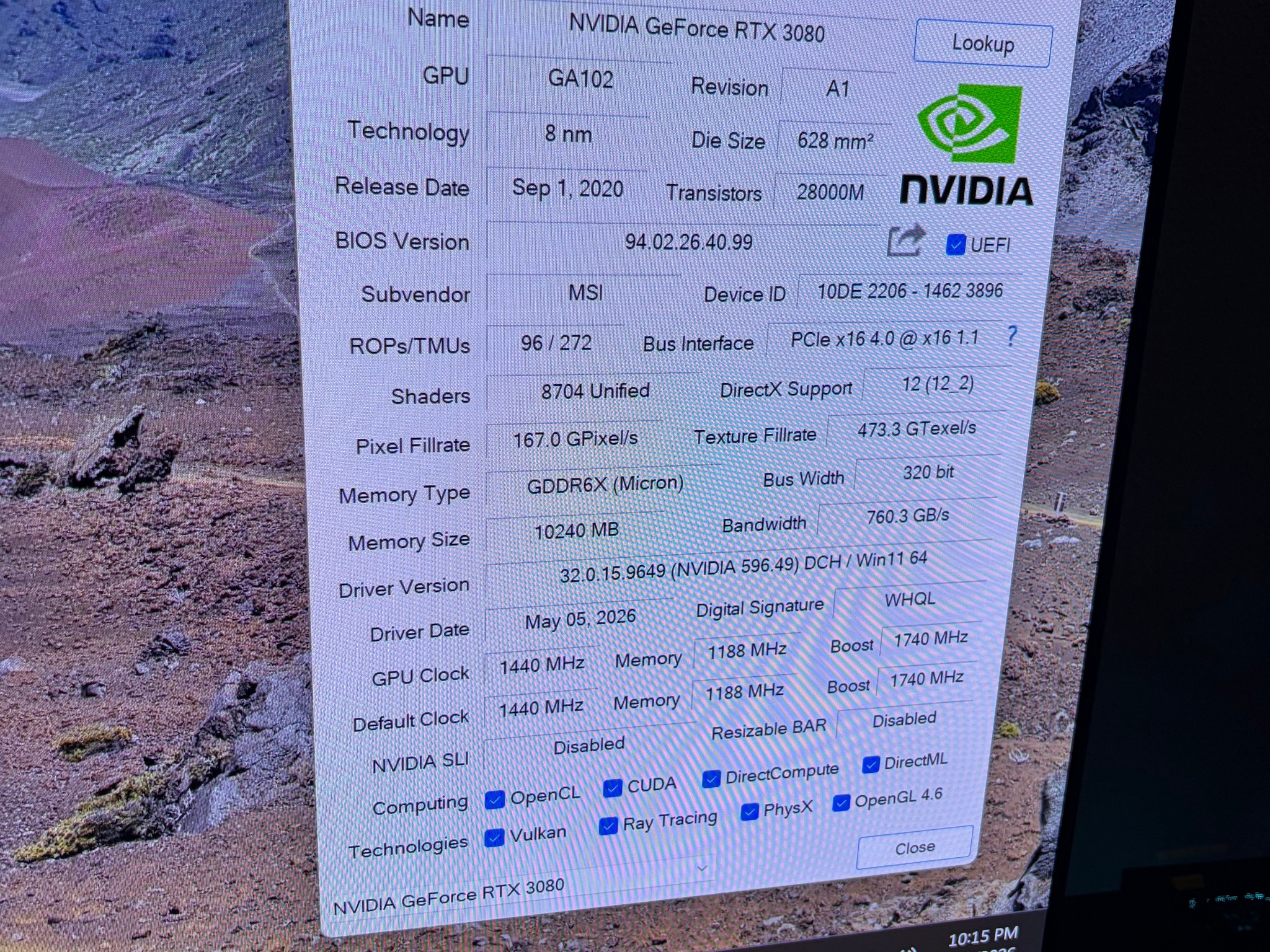 MSI Geforce RTX 3080 10GB Ventus 3X OC