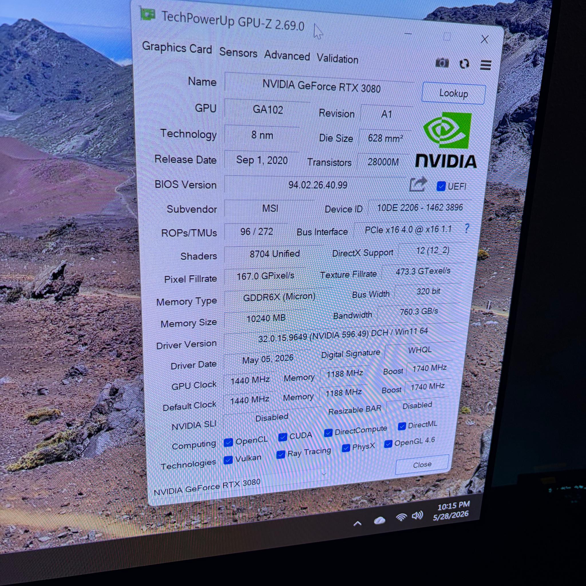 MSI Geforce RTX 3080 10GB Ventus 3X OC