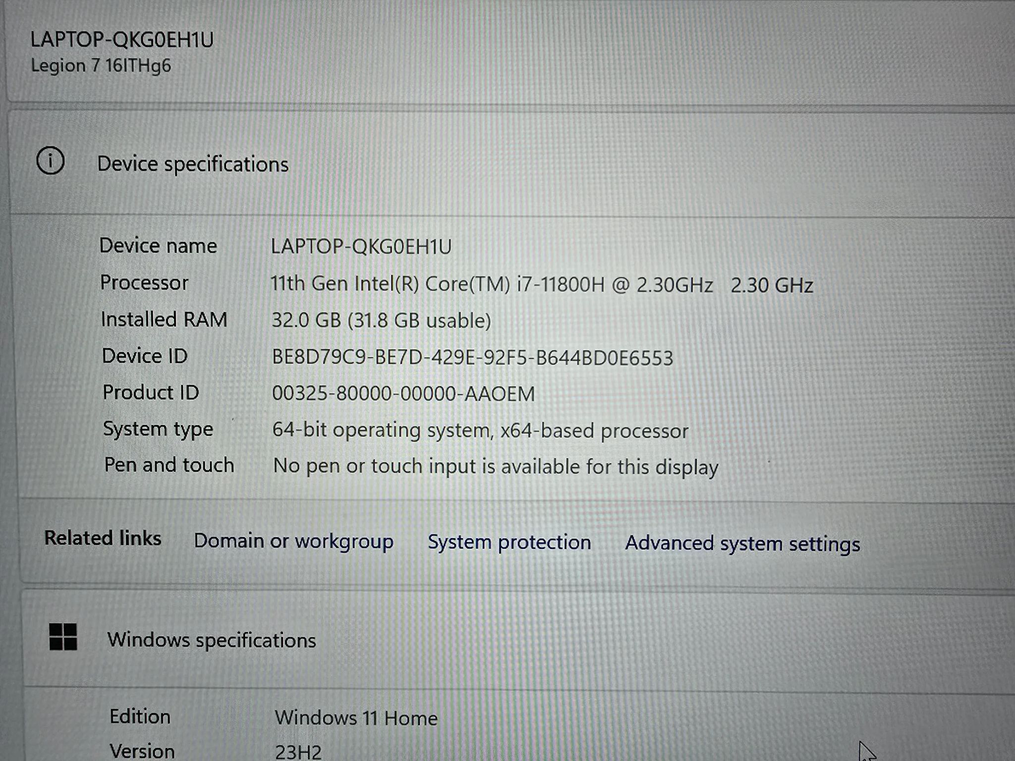 Lenovo Legion 7i laptop w/Nvidia 3070