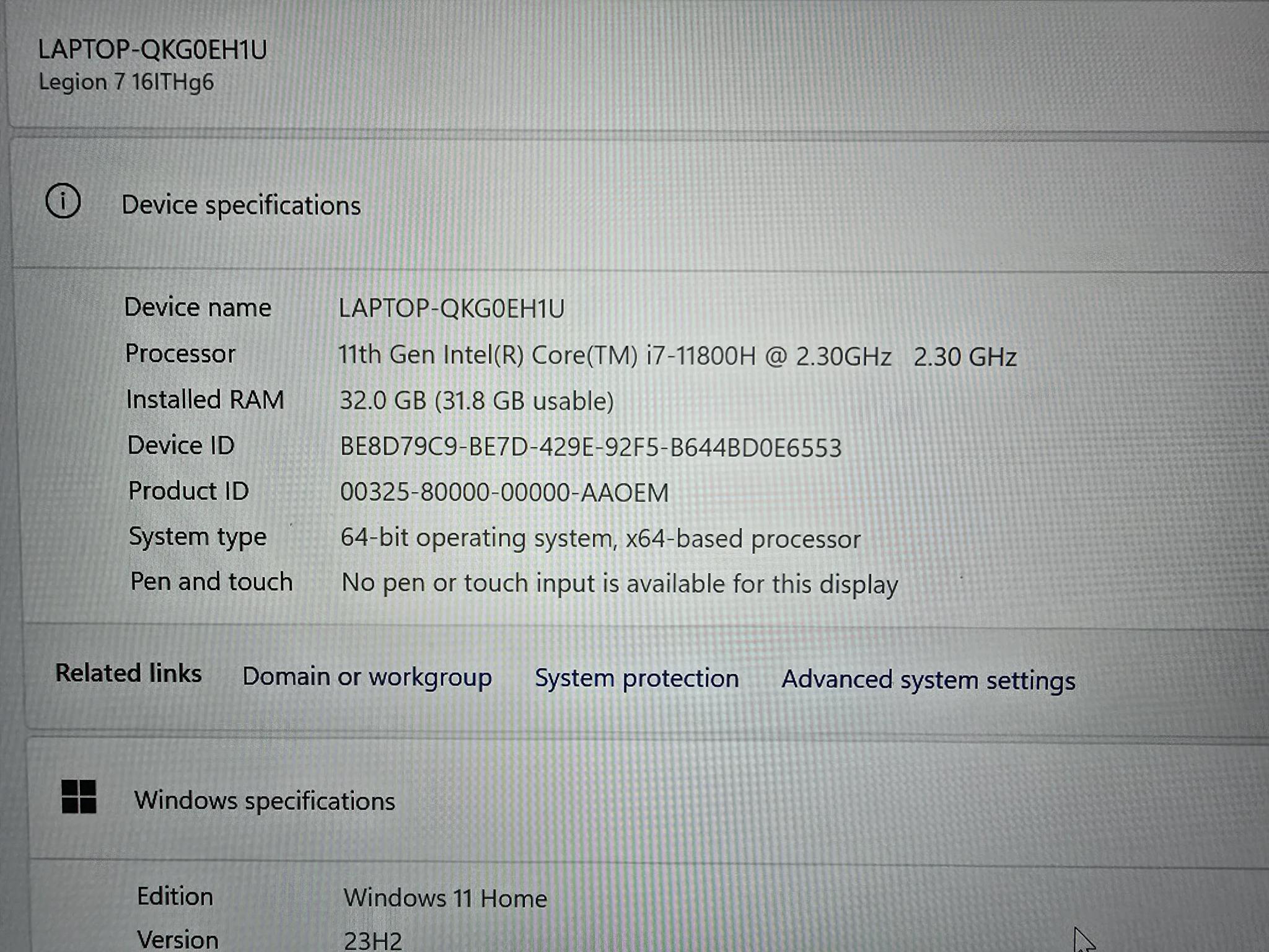 Lenovo Legion 7i laptop w/Nvidia 3070