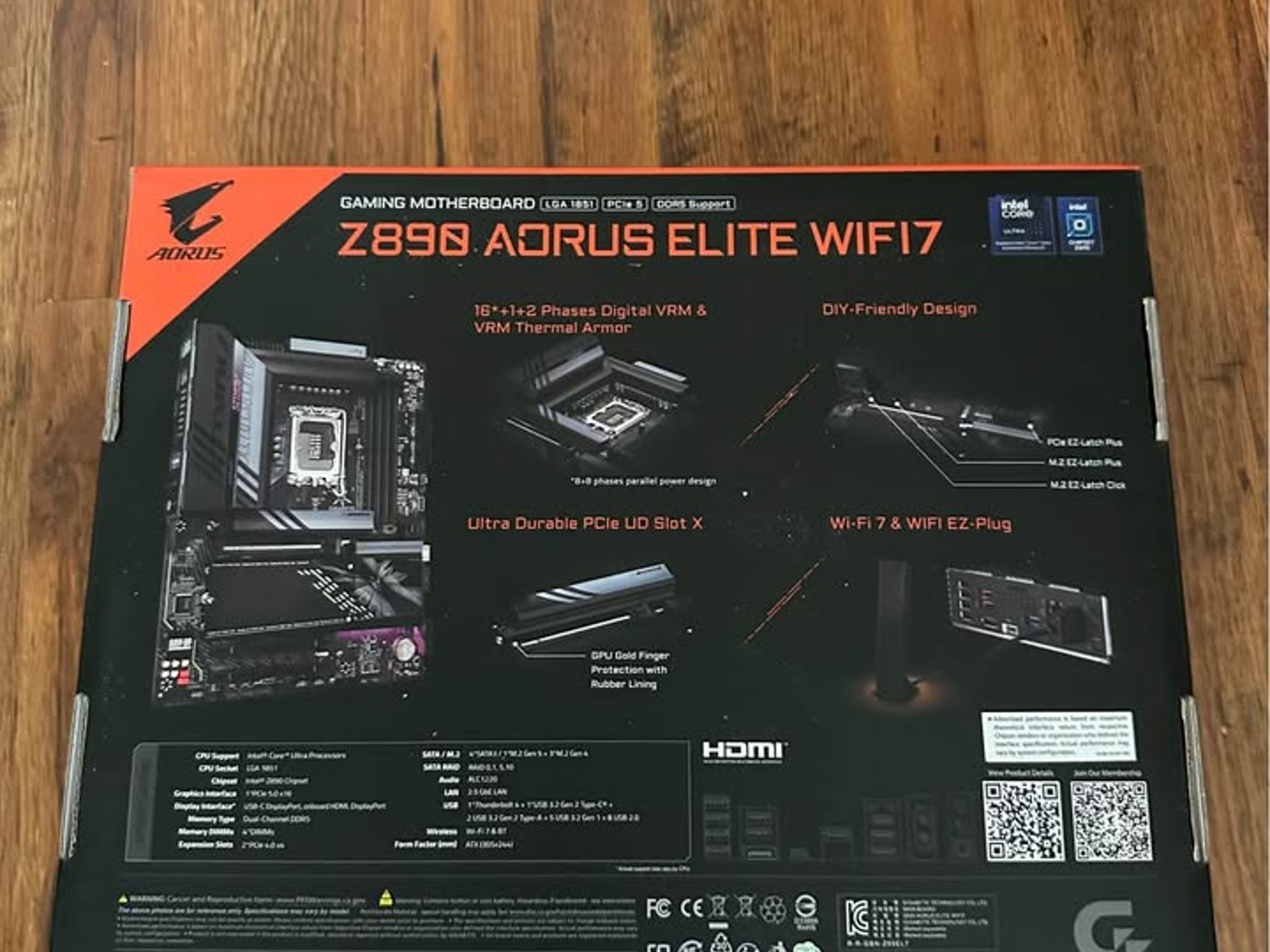 BNIB GIGABYTE Z890 AORUS ELITE WIFI7 Ultra Core (Series 2) LGA 1851