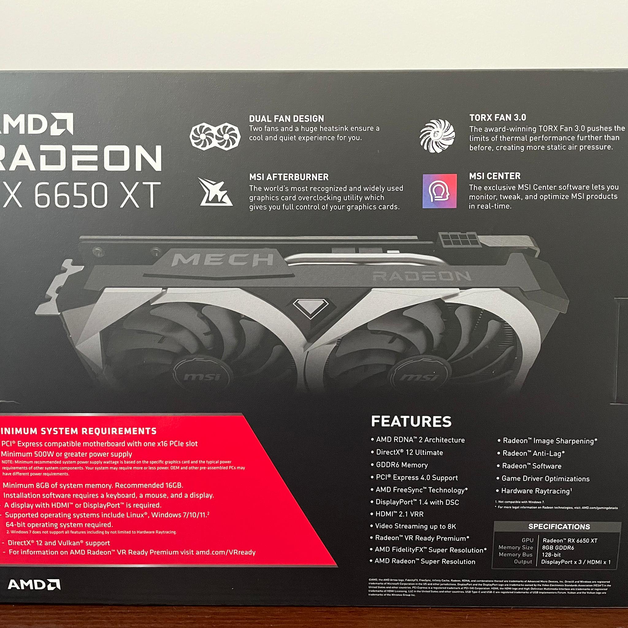 MSI Mech Radeon RX 6650 XT 8GB GDDR6 OC Edition