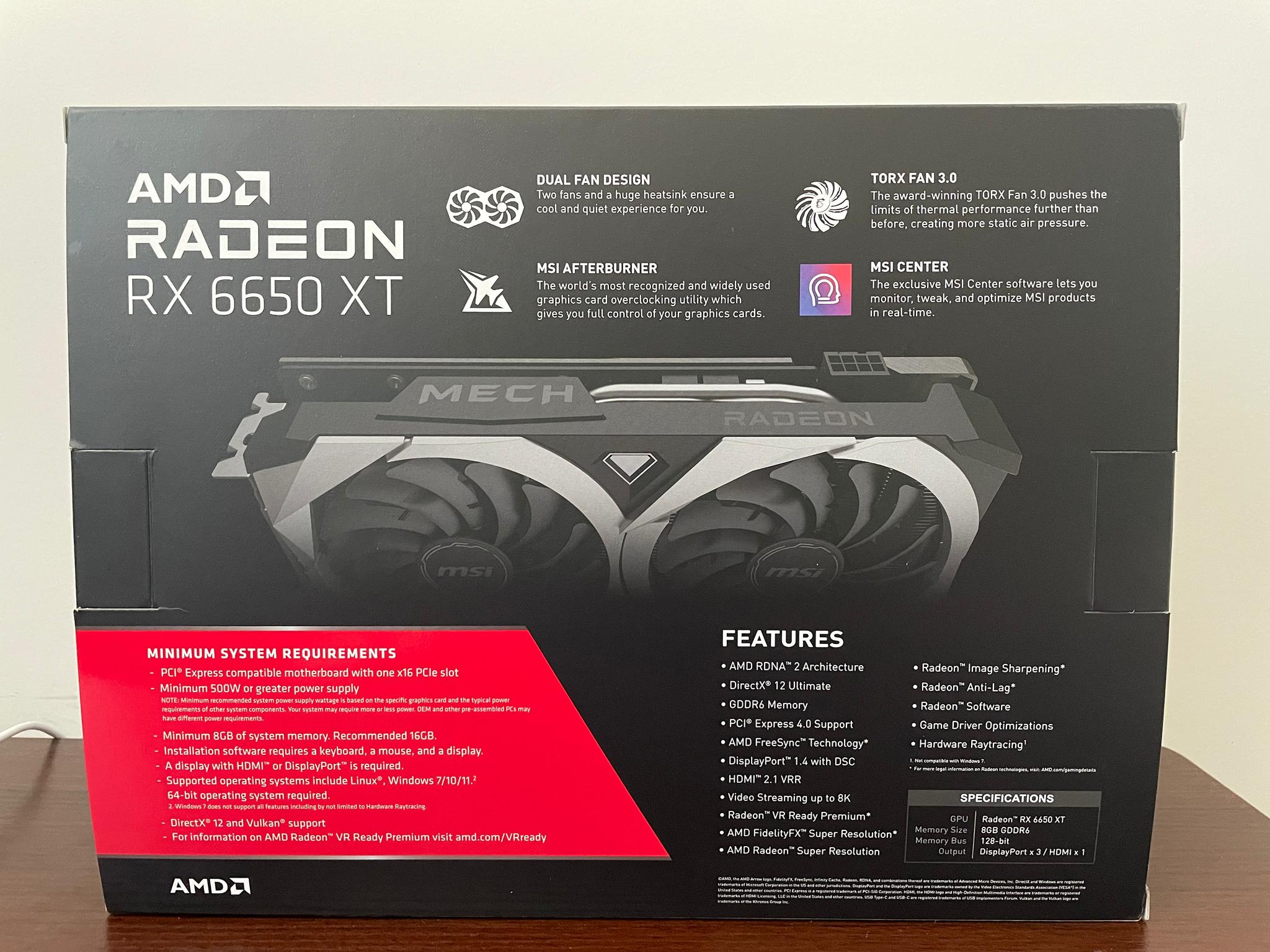 MSI Mech Radeon RX 6650 XT 8GB GDDR6 OC Edition