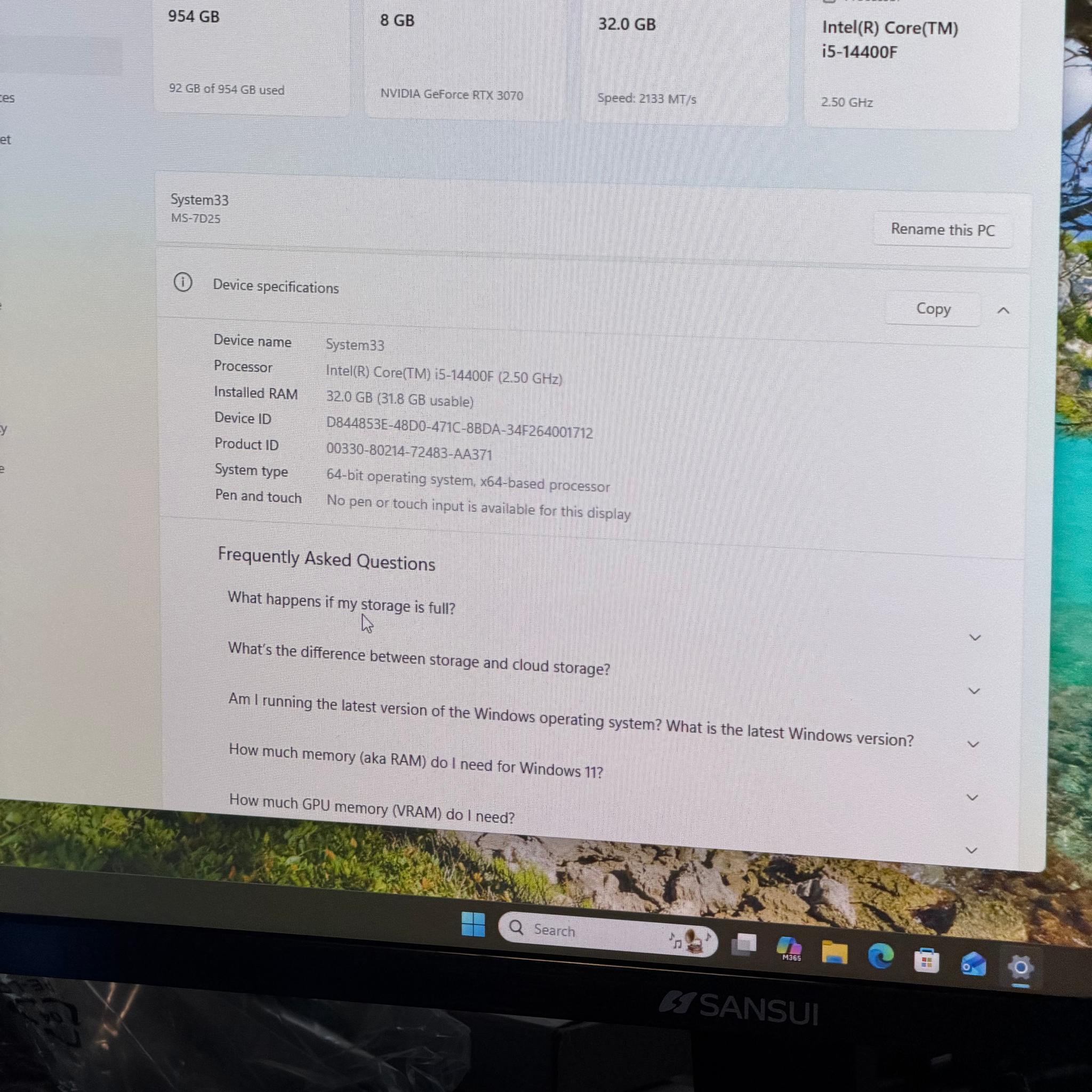 Awesome i5 14400F, 32GB DDR4 Memory, Nvidia RTX 3070 8GB, 1 TB M.2 Storage Gaming System