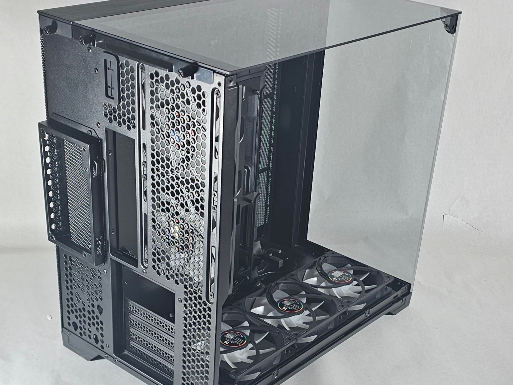 Black PC Case with Tempered Glass w/ 5 Fans