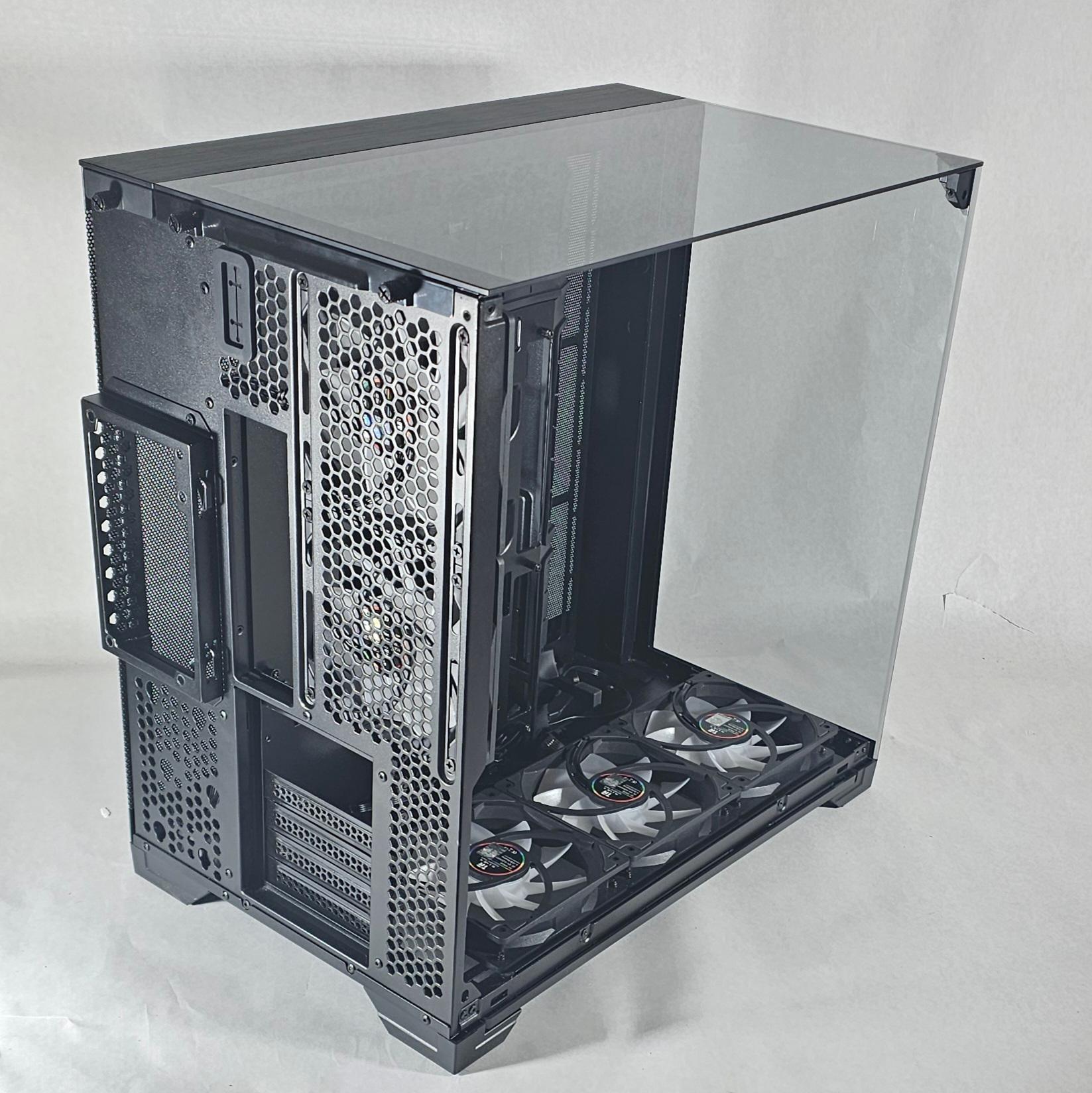 Black PC Case with Tempered Glass w/ 5 Fans