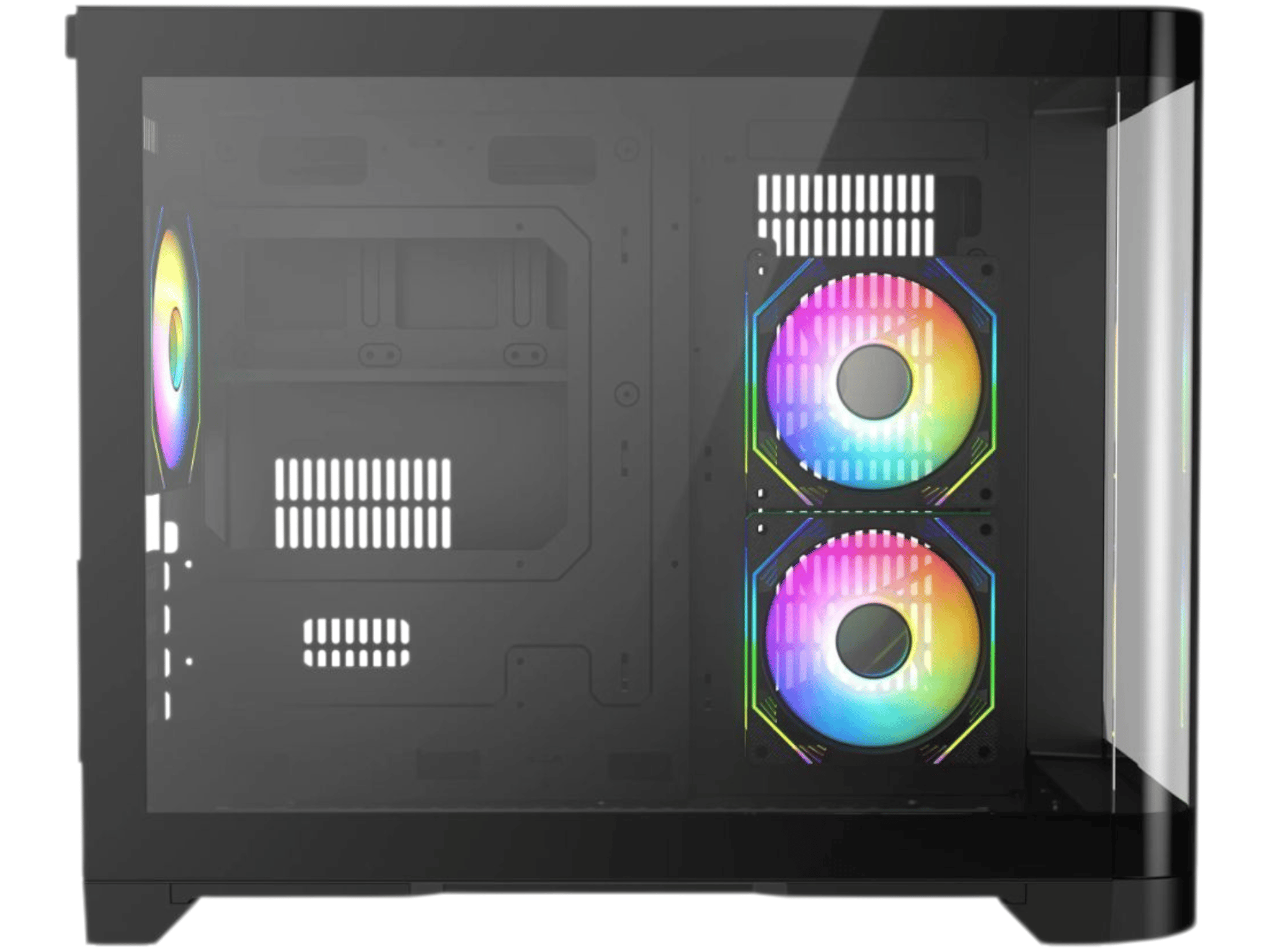 Sleek Black MATX Gaming PC Case – Curved Tempered Glass | Includes 6-Port Hub | High Airflow