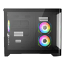 Sleek Black MATX Gaming PC Case – Curved Tempered Glass | Includes 6-Port Hub | High Airflow