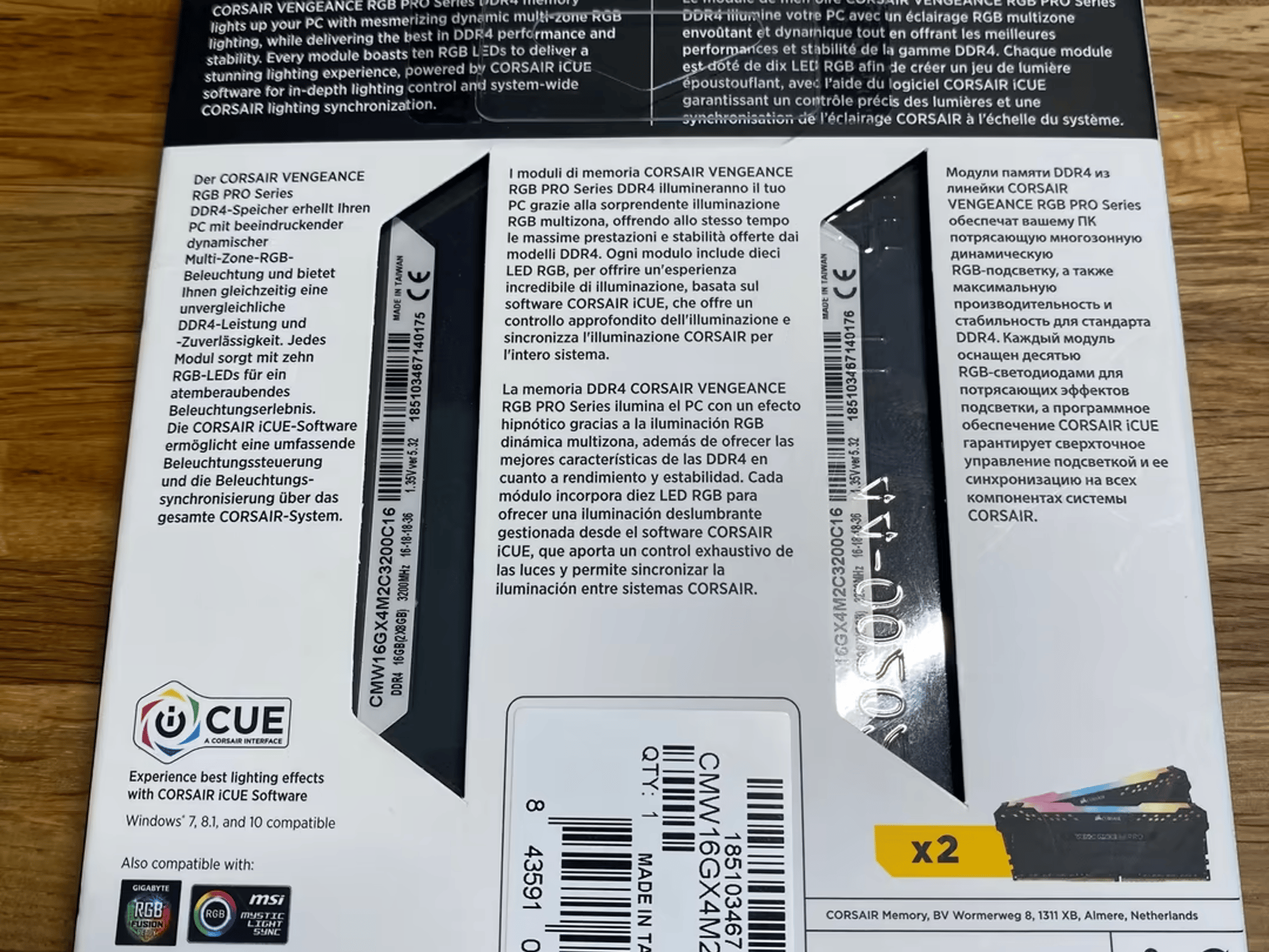 Corsair Vengeance Rgb Pro 16GB (2x8GB) DDR4 3200MHz C16 Ram