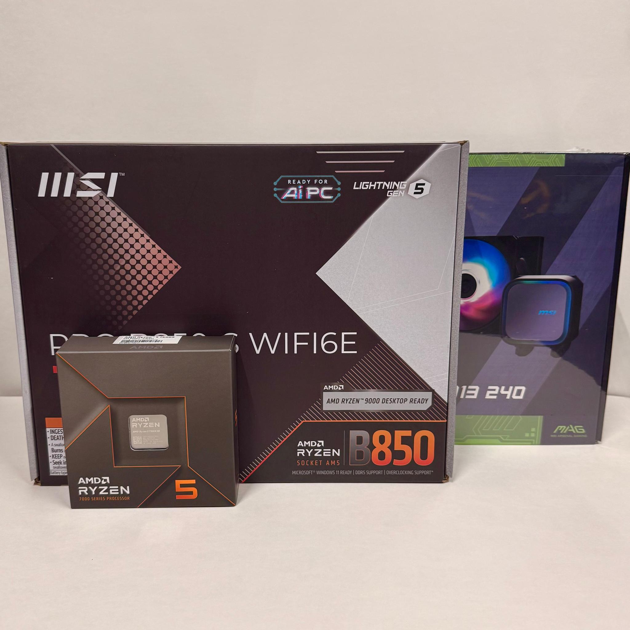 RYZEN 5 7500X3D Combo - MSI PRO B850-S + MSI MAG Coreliquid A13 240