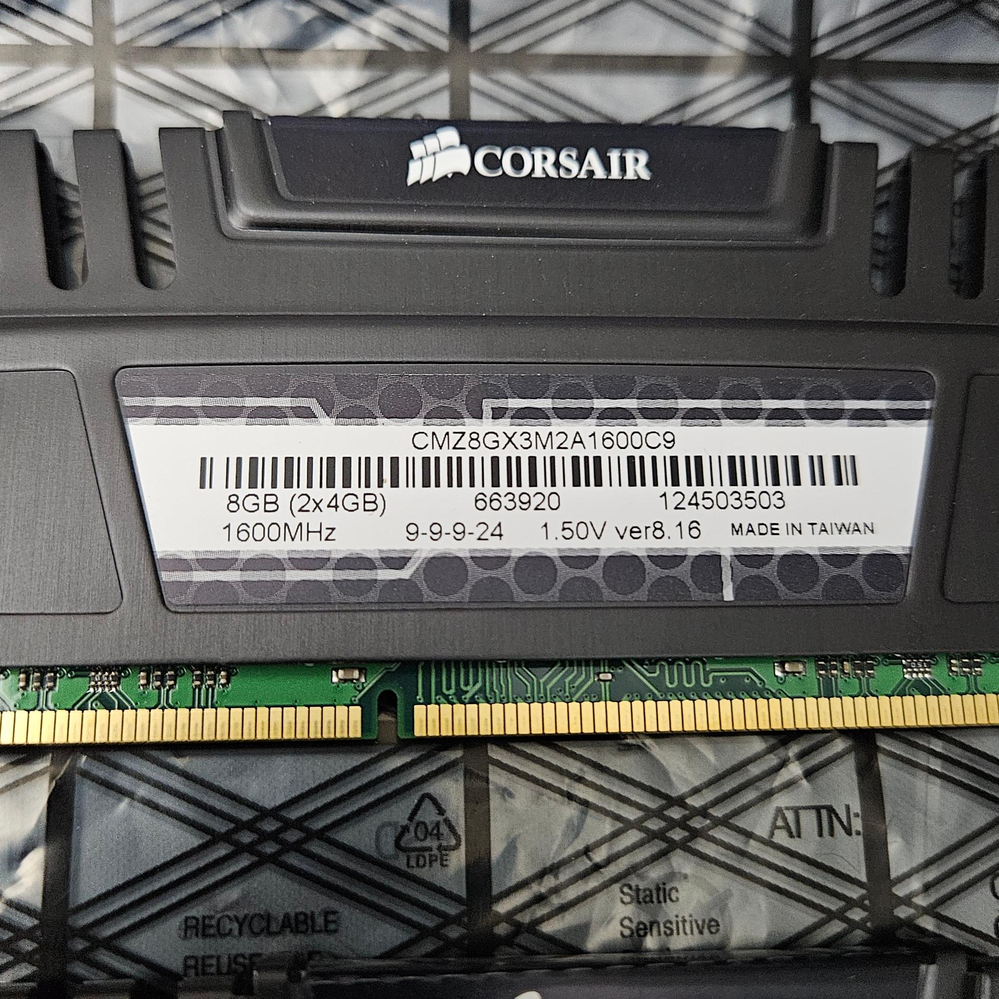 Corsair DDR3 16gb 4 X 4GB 1600MHZ memory RAM Lot 1