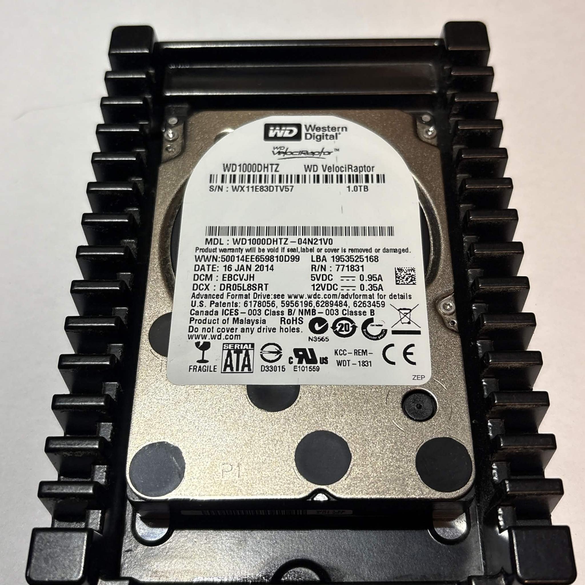 WD VelociRaptor 1TB 10,000 RPM SATA HDD w/ IcePack – WD1000DHTZ – Good SMART