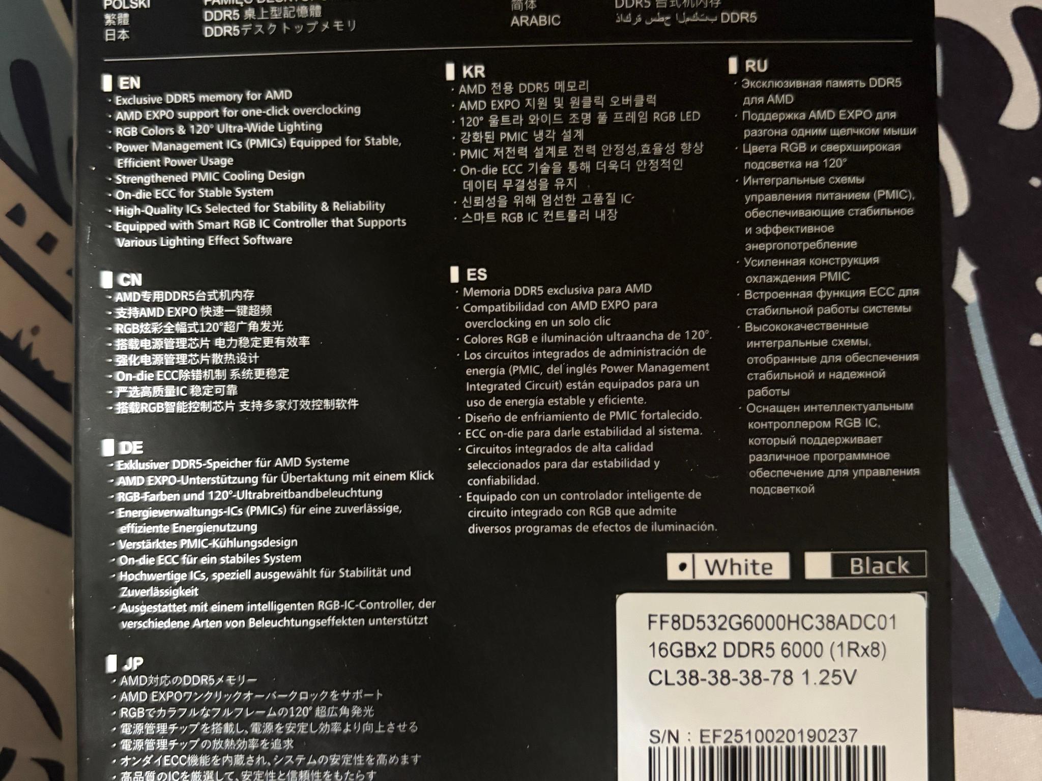 32GB T- Force Delta Alpha DDR5 (16gb x 2)