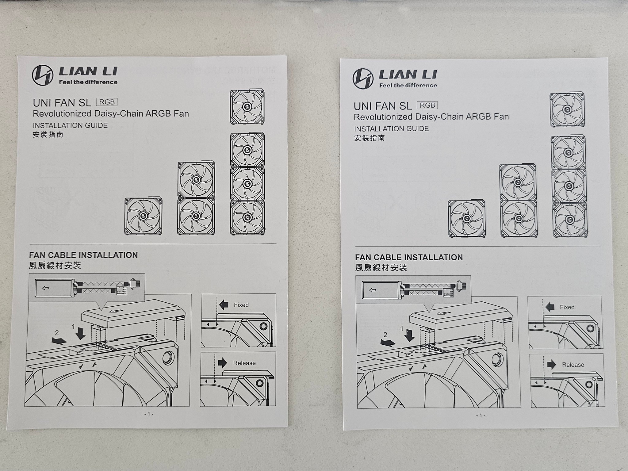 Lian Li UNI FAN SL140 RGB 140mm White — Pair (2 Fans) — V1, No Controller Needed, Tested Working
