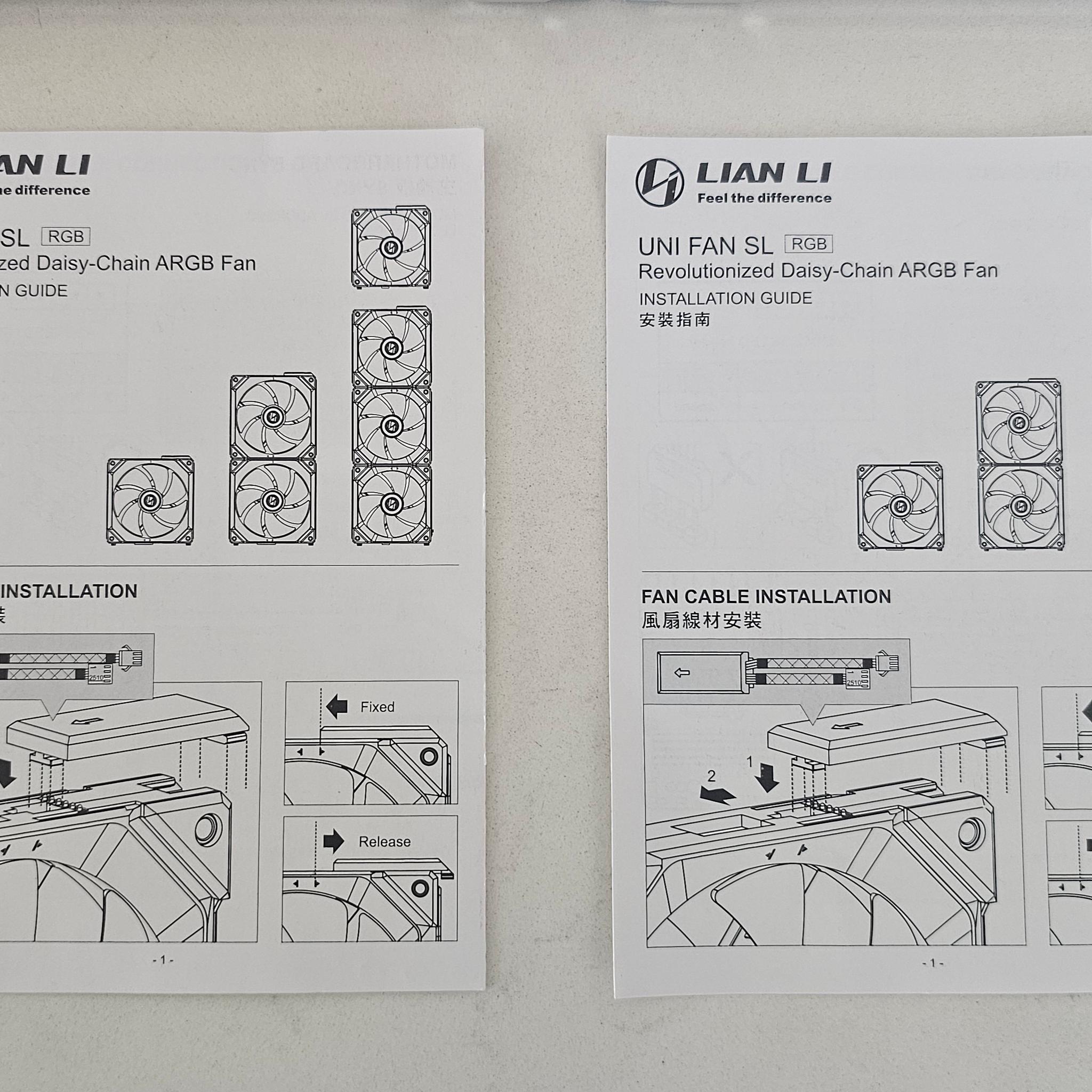 Lian Li UNI FAN SL140 RGB 140mm White — Pair (2 Fans) — V1, No Controller Needed, Tested Working