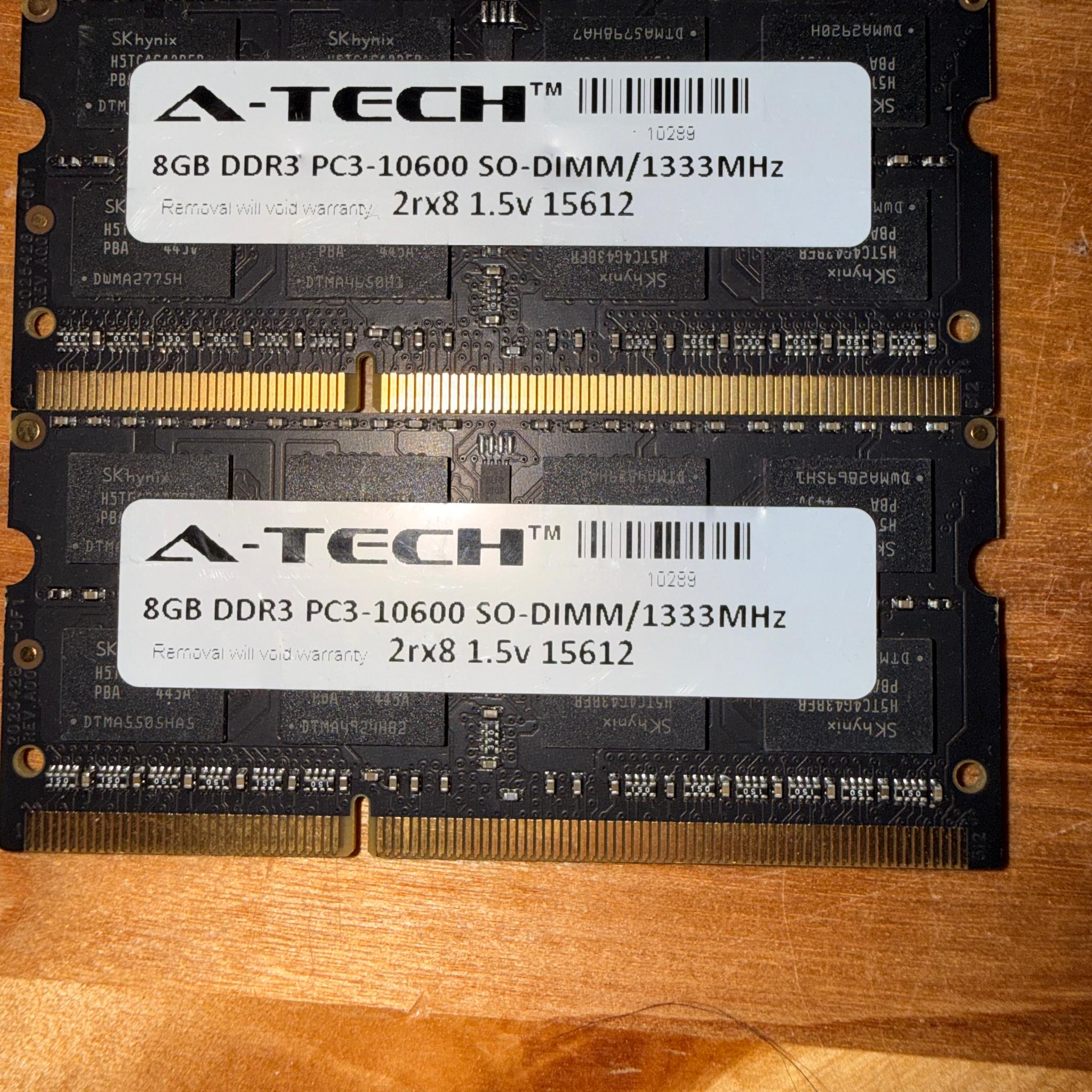 A-Tech 8GB DDR3 pc3-10600 SO-DIMM/1333Mz