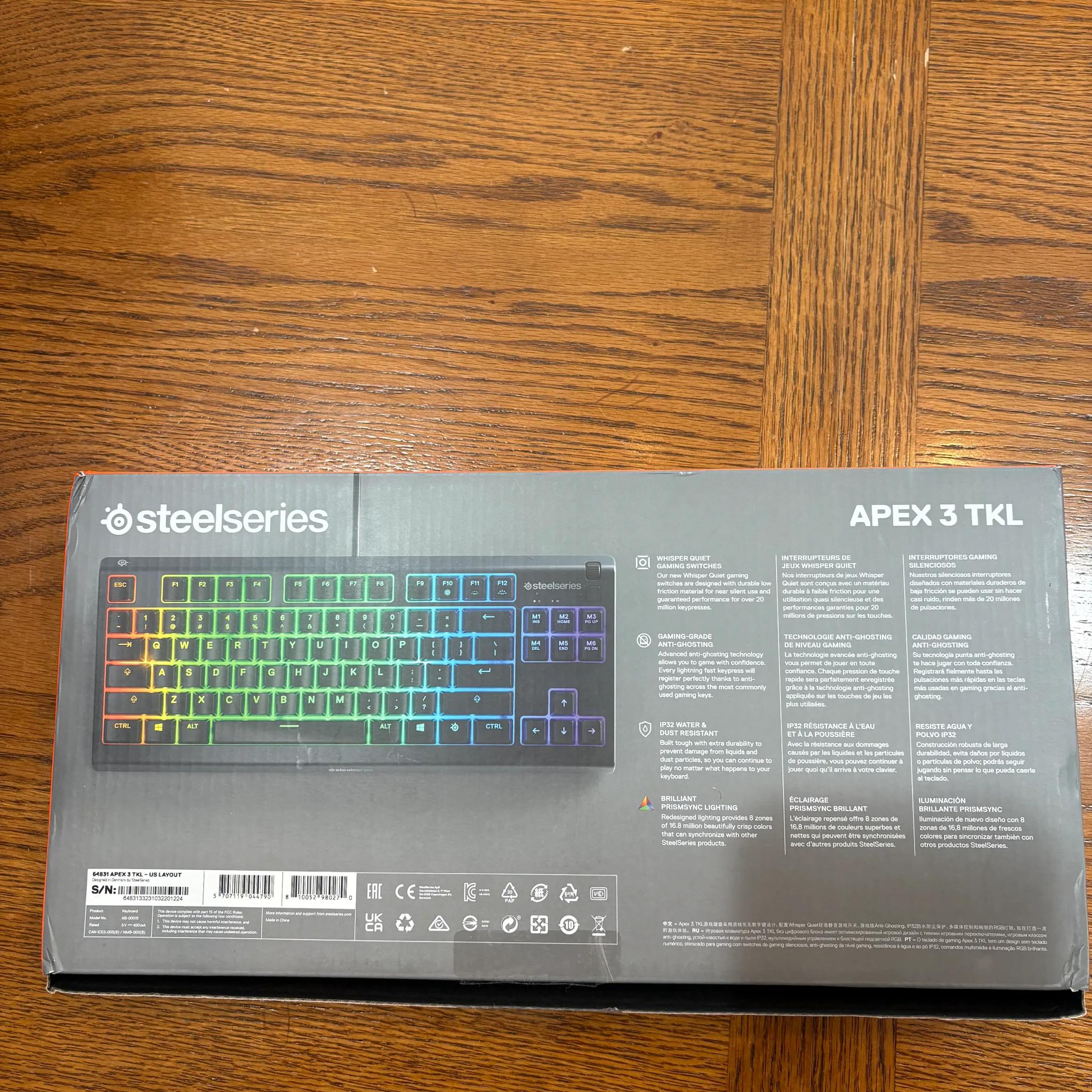 SteelSeries Apex 3 TKL RGB Gaming Keyboard