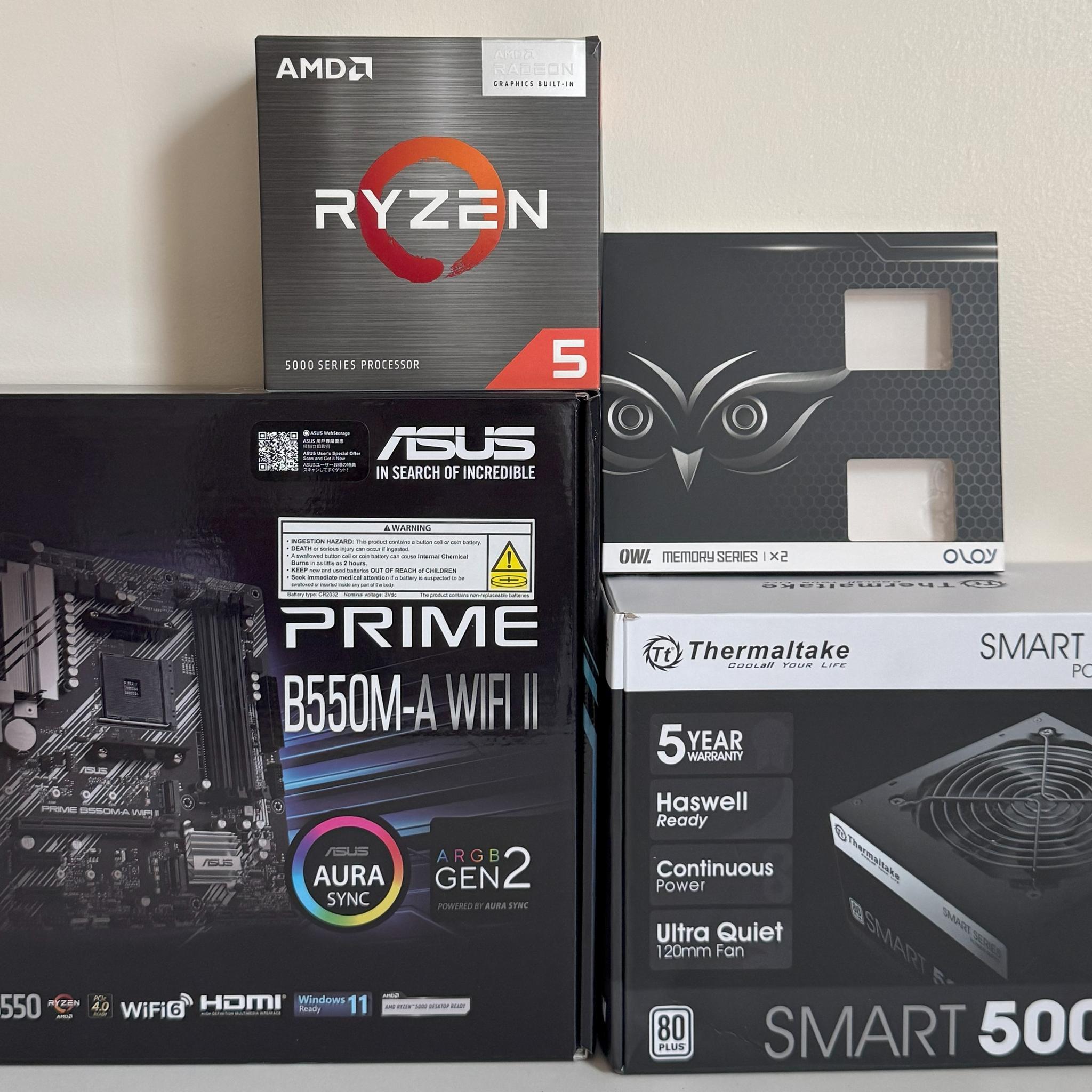 AMD Ryzen 5 5600GT Gaming PC Radeon Vega 7 Graphics ASUS B550M-A B550 Thermaltake Versa H18 Case