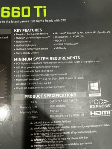 MSI GeForce GTX 1660 Ti 6GB GDDR6 VENTUS XS OC Graphics Card