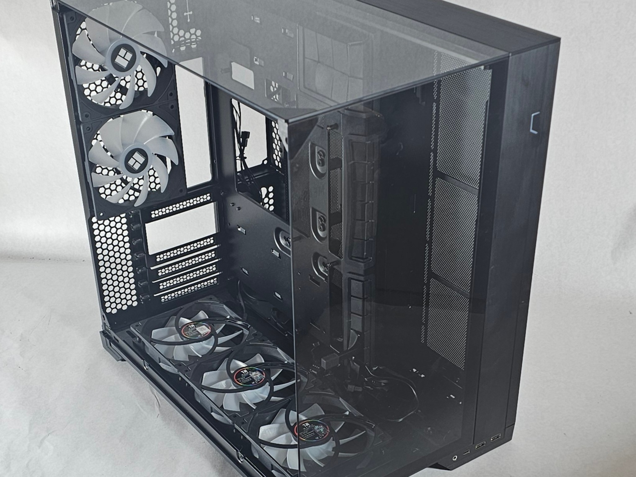 Black PC Case with Tempered Glass w/ 5 Fans