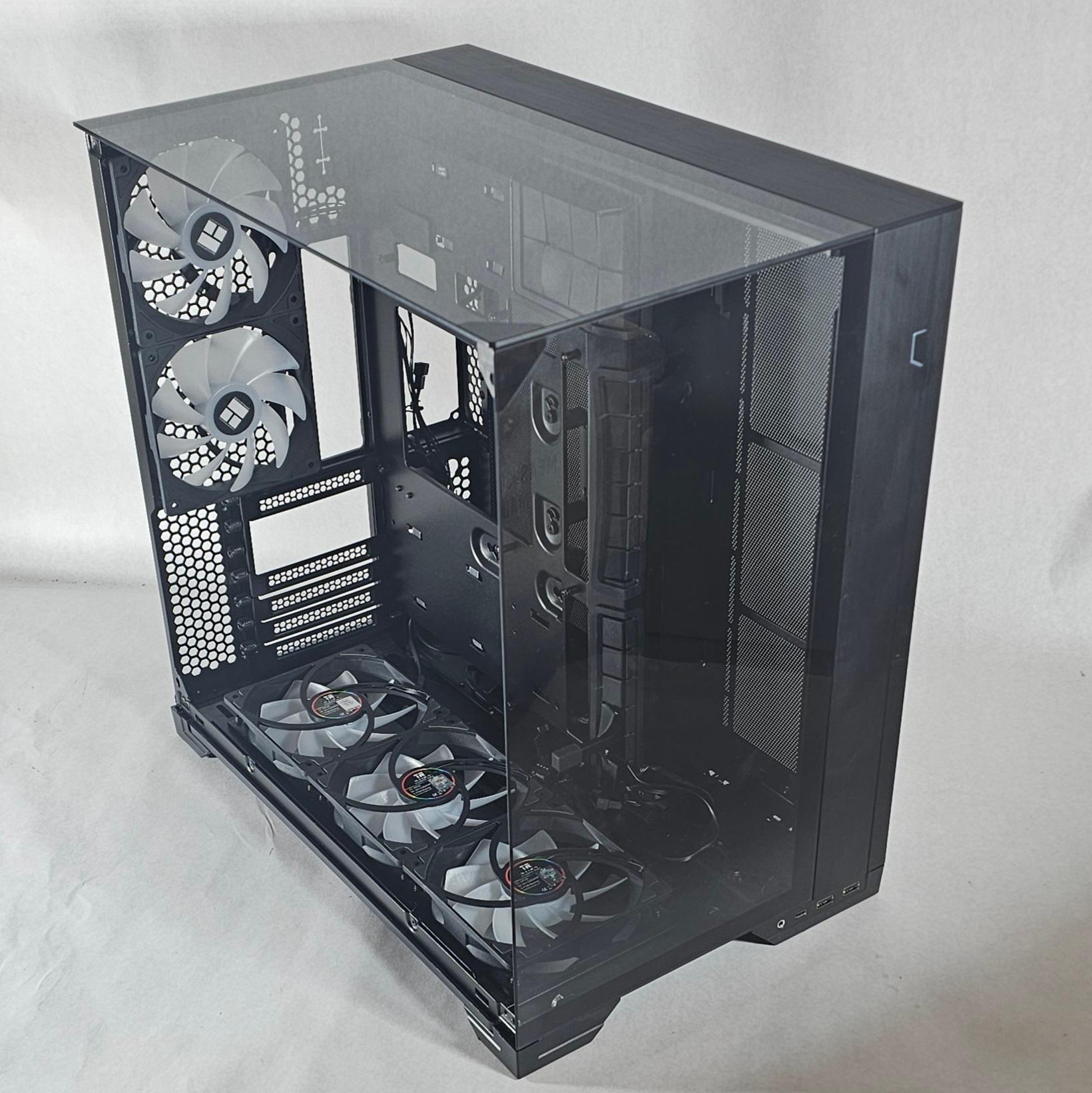 Black PC Case with Tempered Glass w/ 5 Fans