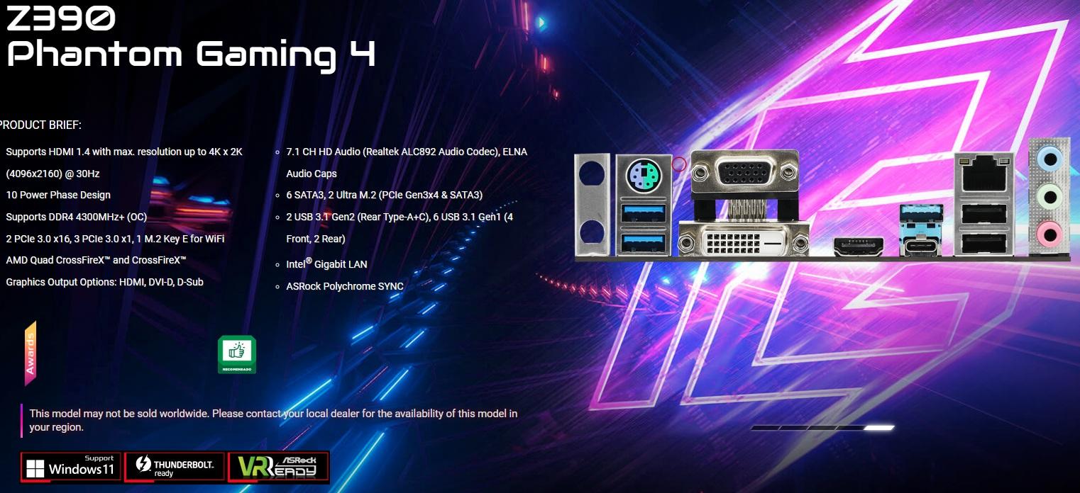 Intel i7-8700k with Asrock Z390 Phantom Gaming 4-1B WiFi Motherboard Bundle