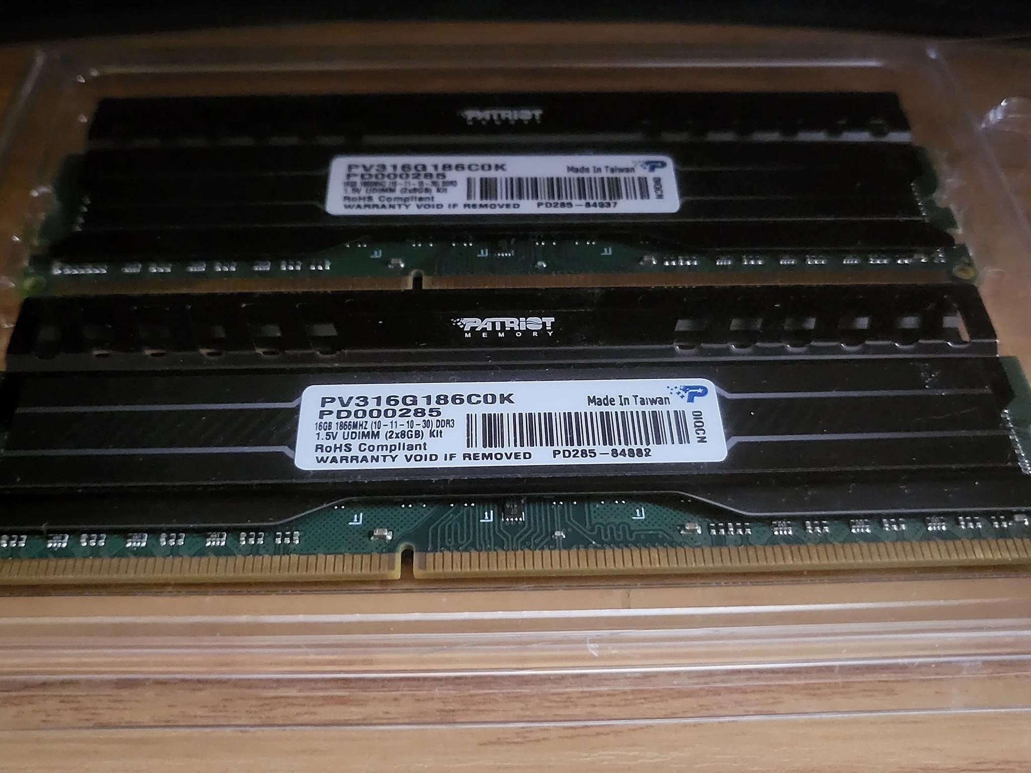 AS-IS Patriot 16GB (2x8GB) DDR3 PC3-15000 1866MHz RAM