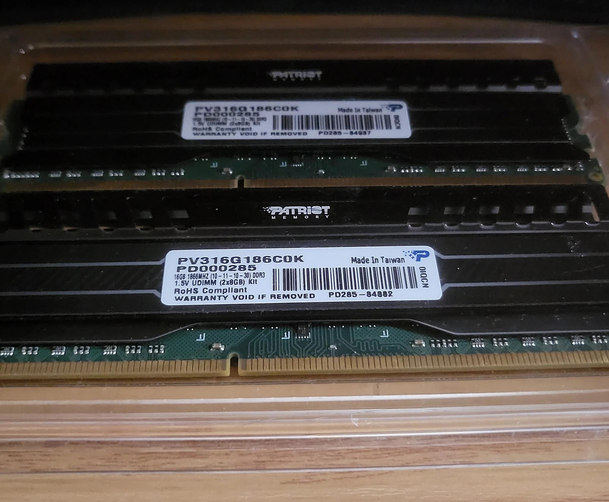 AS-IS Patriot 16GB (2x8GB) DDR3 PC3-15000 1866MHz RAM