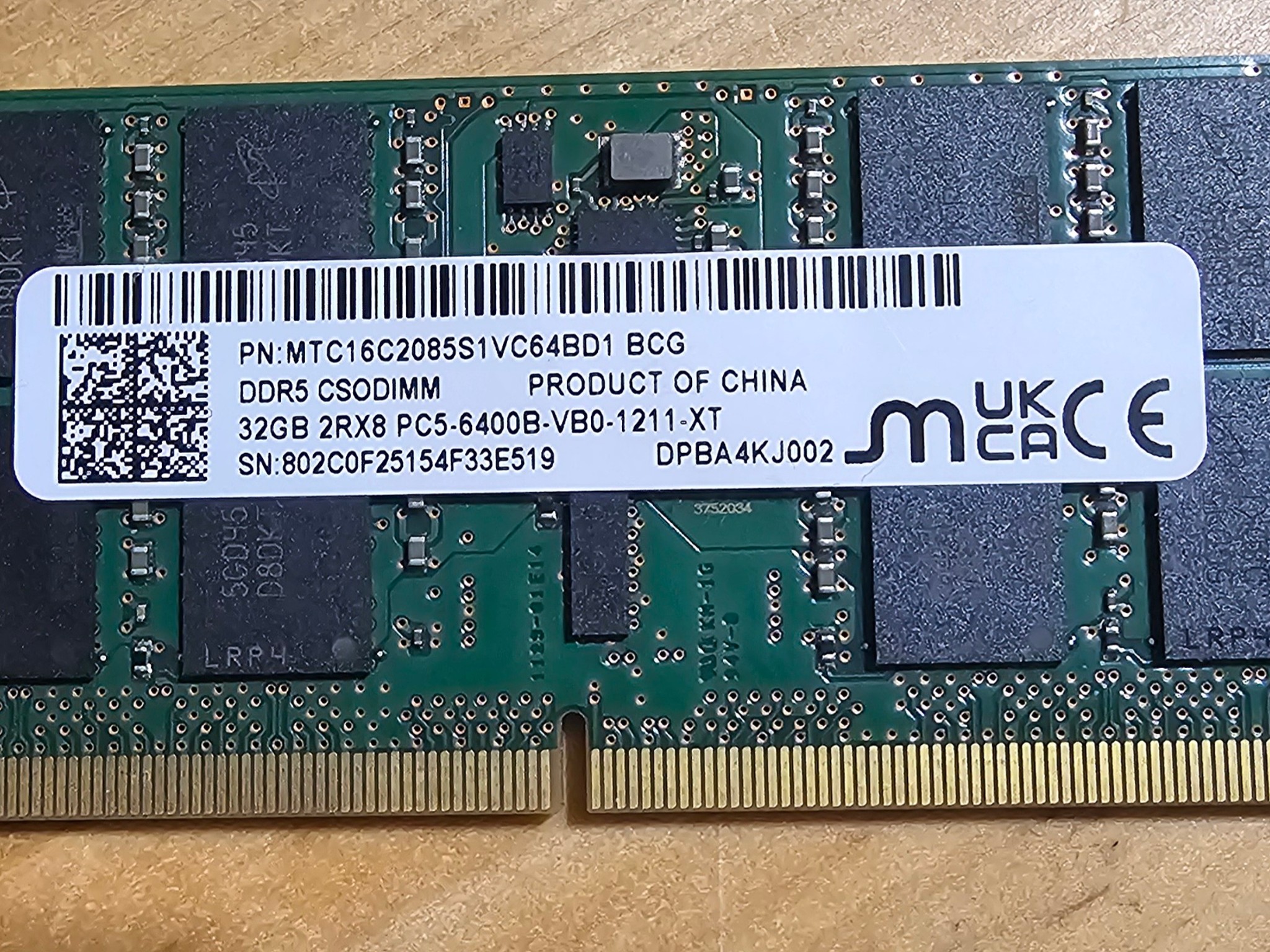 Micron 32gb CSODIMM 6400MTS