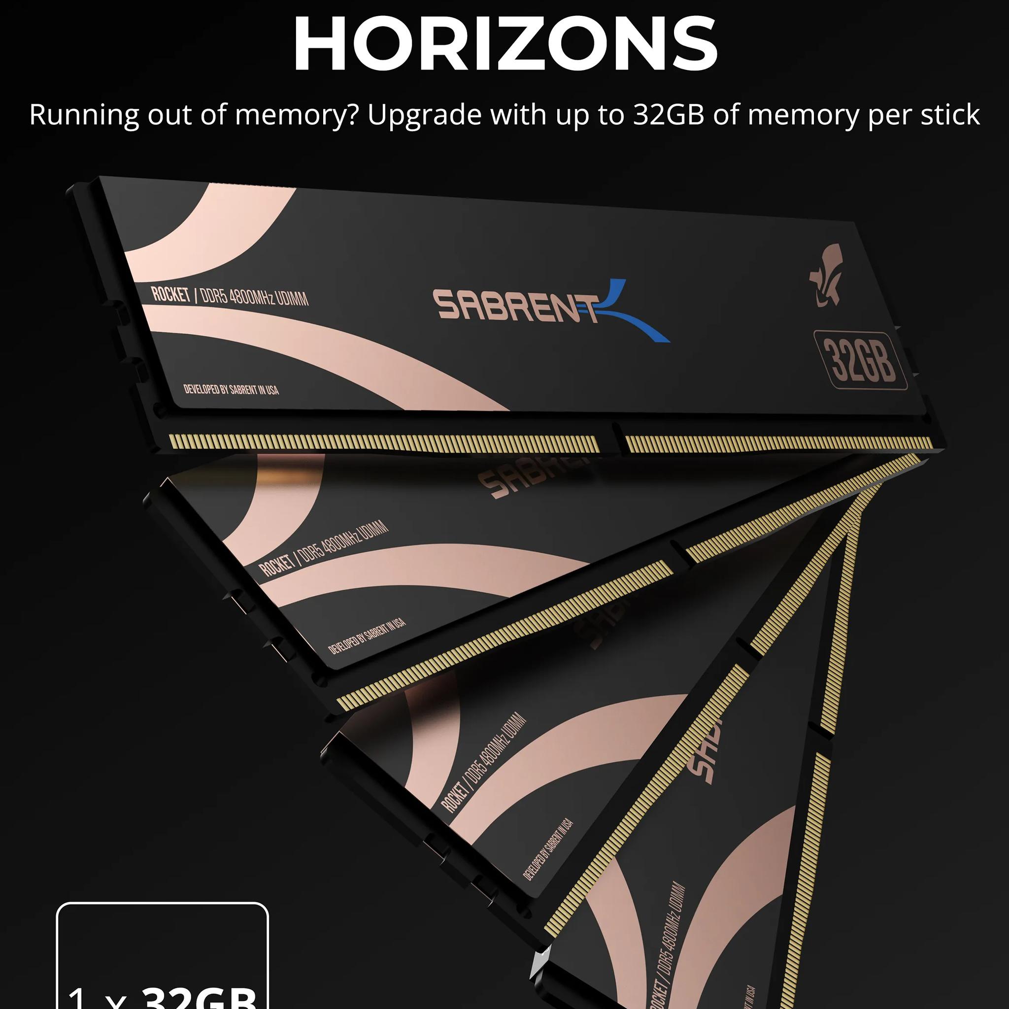 SABRENT DDR5 4800MHz 32GB U-DIMM Module for Desktops and PCs Memory