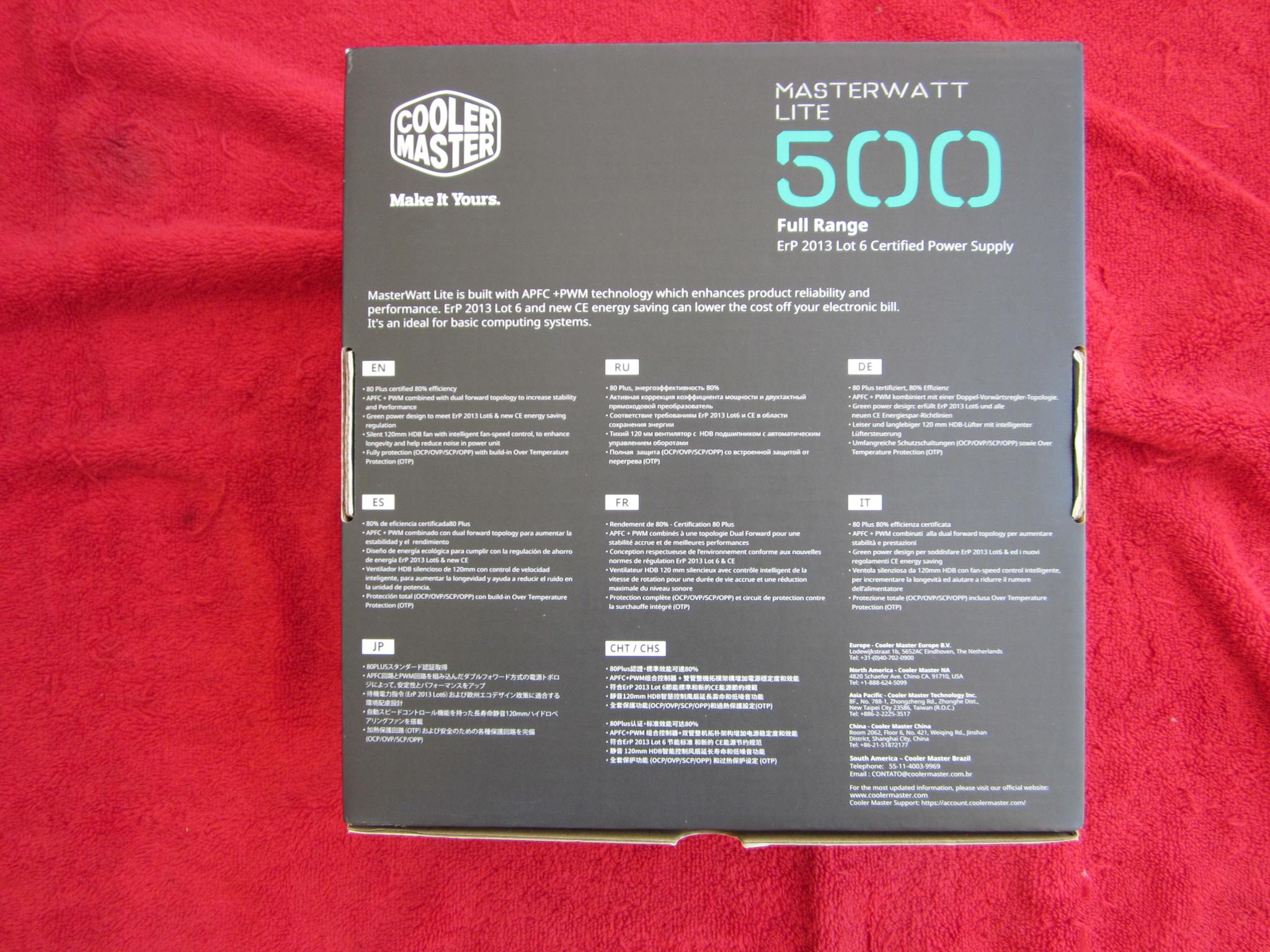 Cooler Master MasterWatt Lite 80+ 500w Power Supply