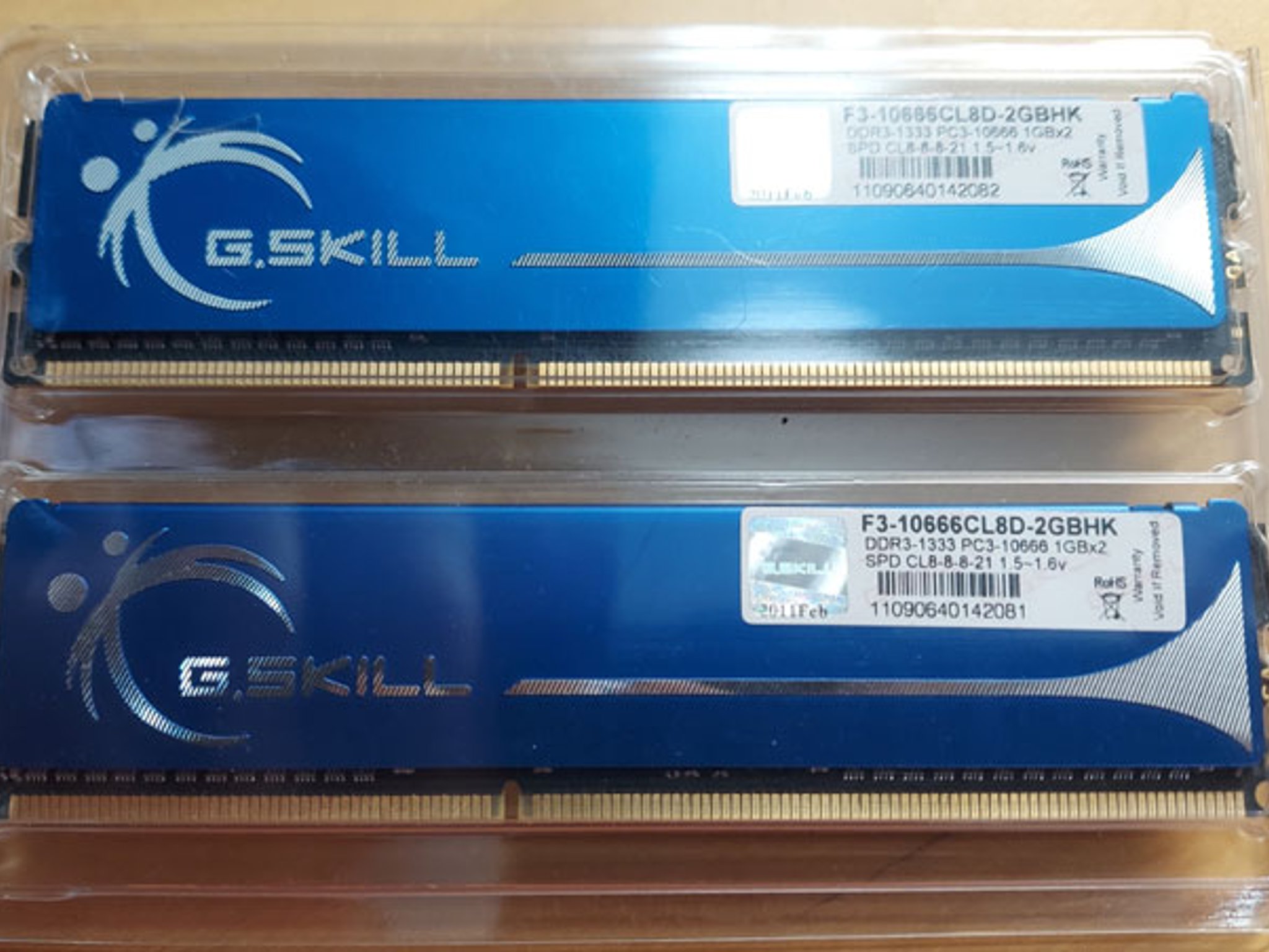 G.Skill PC3-10600 DDR3-1333 SDRAM RAM 2GB KIT [ 2x1GB ] Desktop Memory