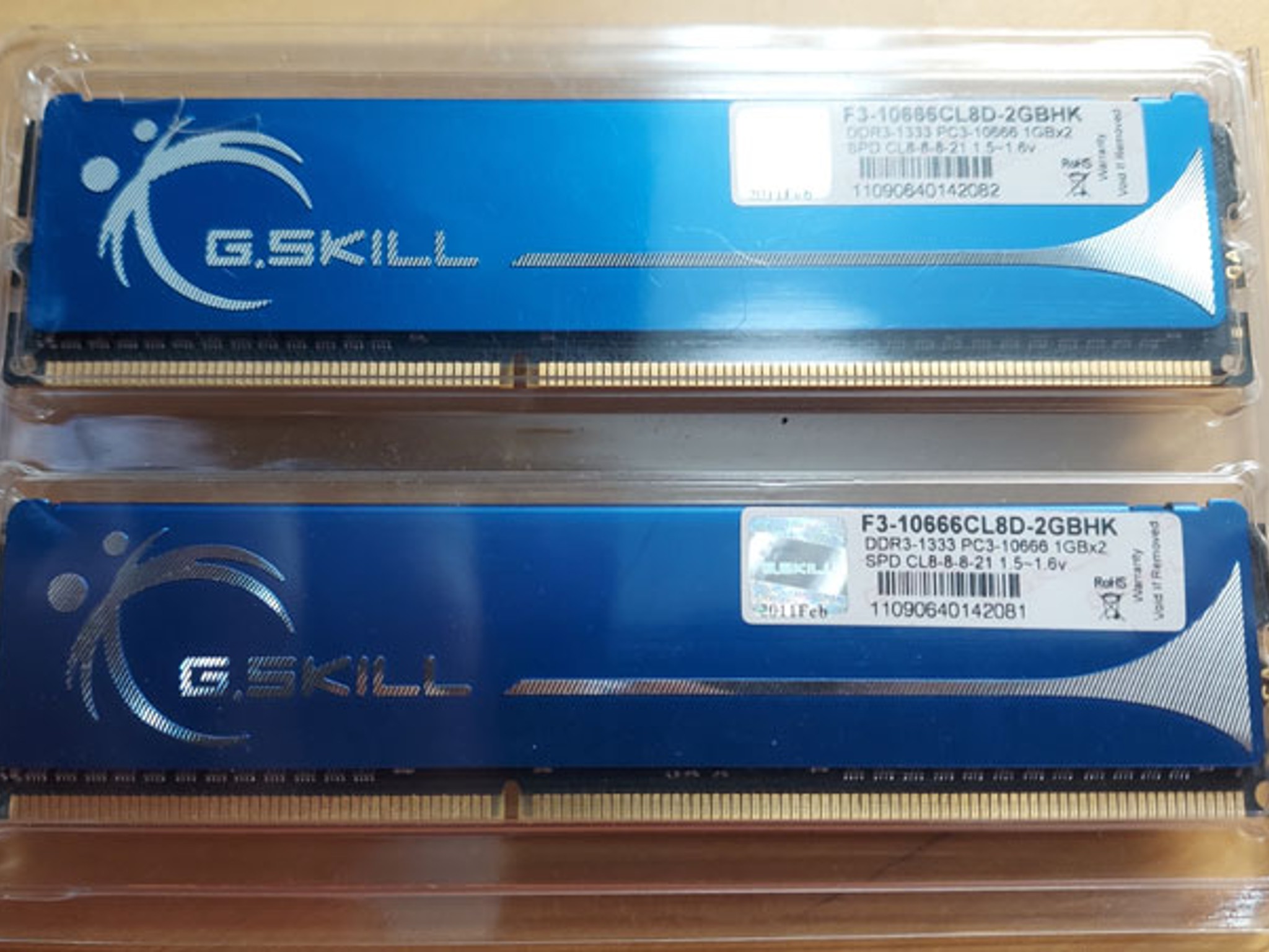 G.Skill PC3-10600 DDR3-1333 SDRAM RAM 2GB KIT [ 2x1GB ] Desktop Memory