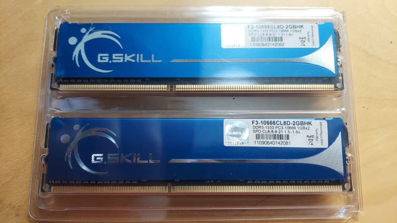 G.Skill PC3-10600 DDR3-1333 SDRAM RAM 2GB KIT [ 2x1GB ] Desktop Memory