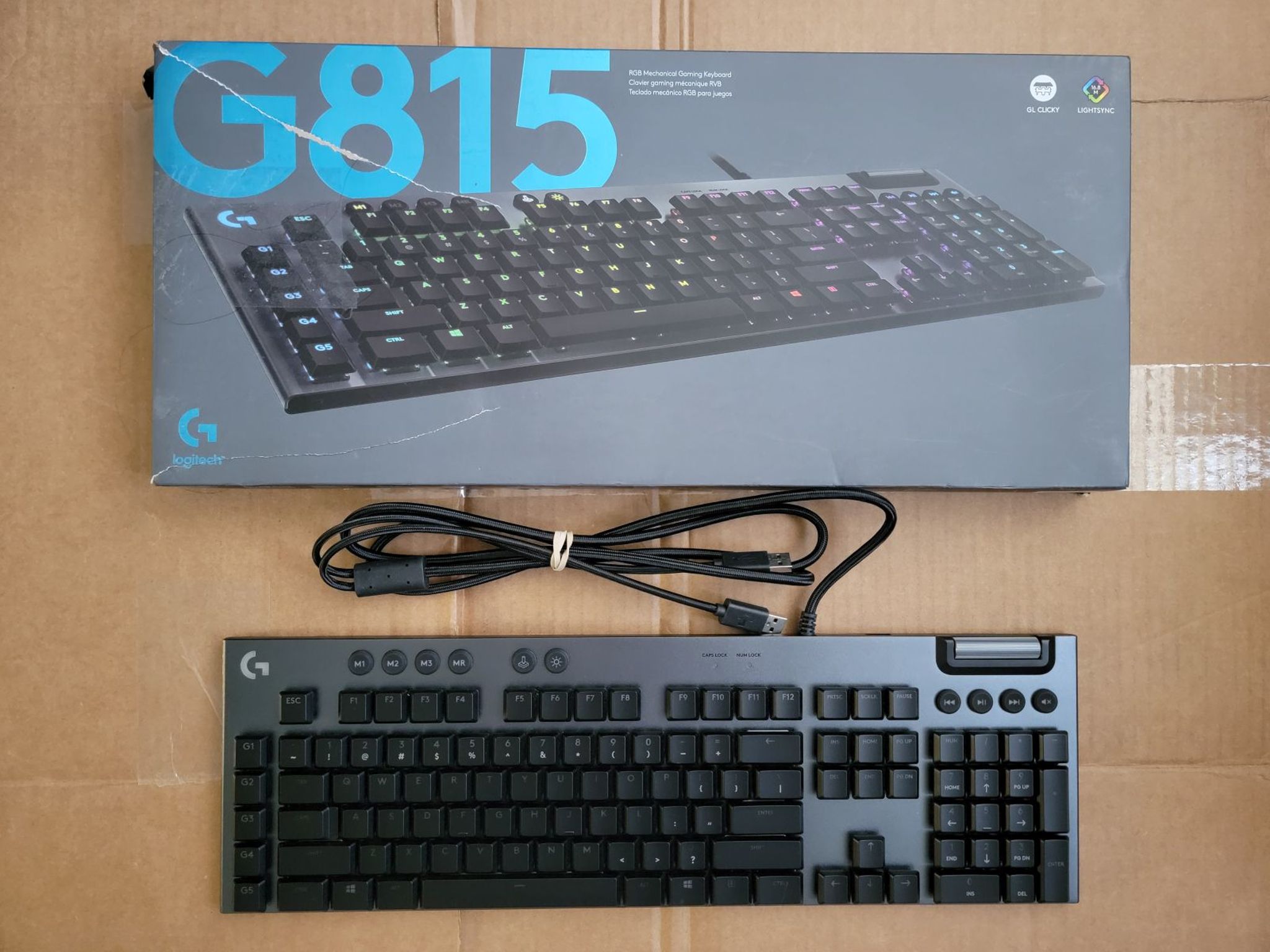 Logitech G815 RGB Mechanical Gaming Keyboard - Clicky Switches - Low Profile - Used