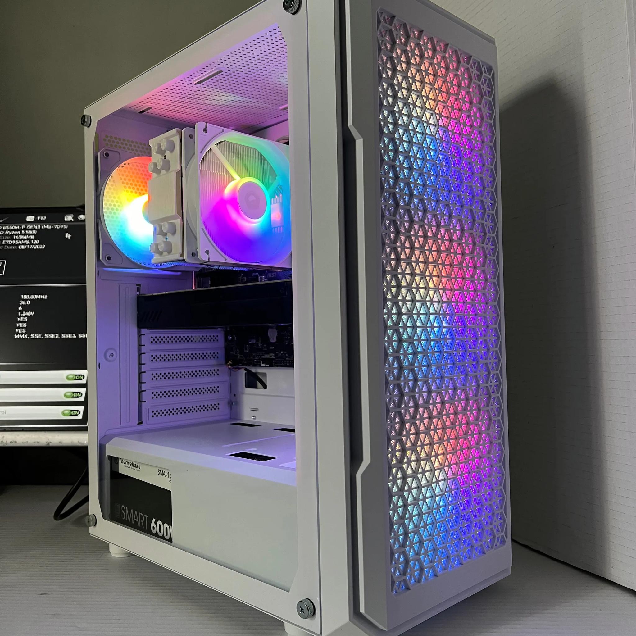 ☃️ INSANE VALUE ☃️ | White RGB Gaming PC (Ryzen 5 5500, GTX 1080, 16GB RAM, 1TB NVME, WIFI)