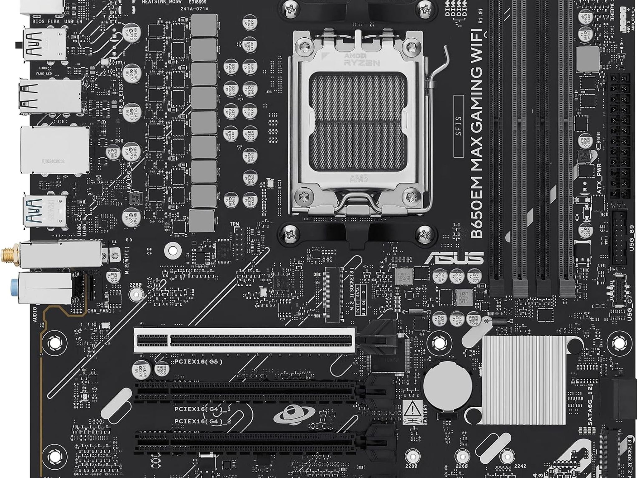 ASUS B650EM MAX GAMING WIFI AMD B650 AM5 DDR5 MicroATX Desktop Motherboard