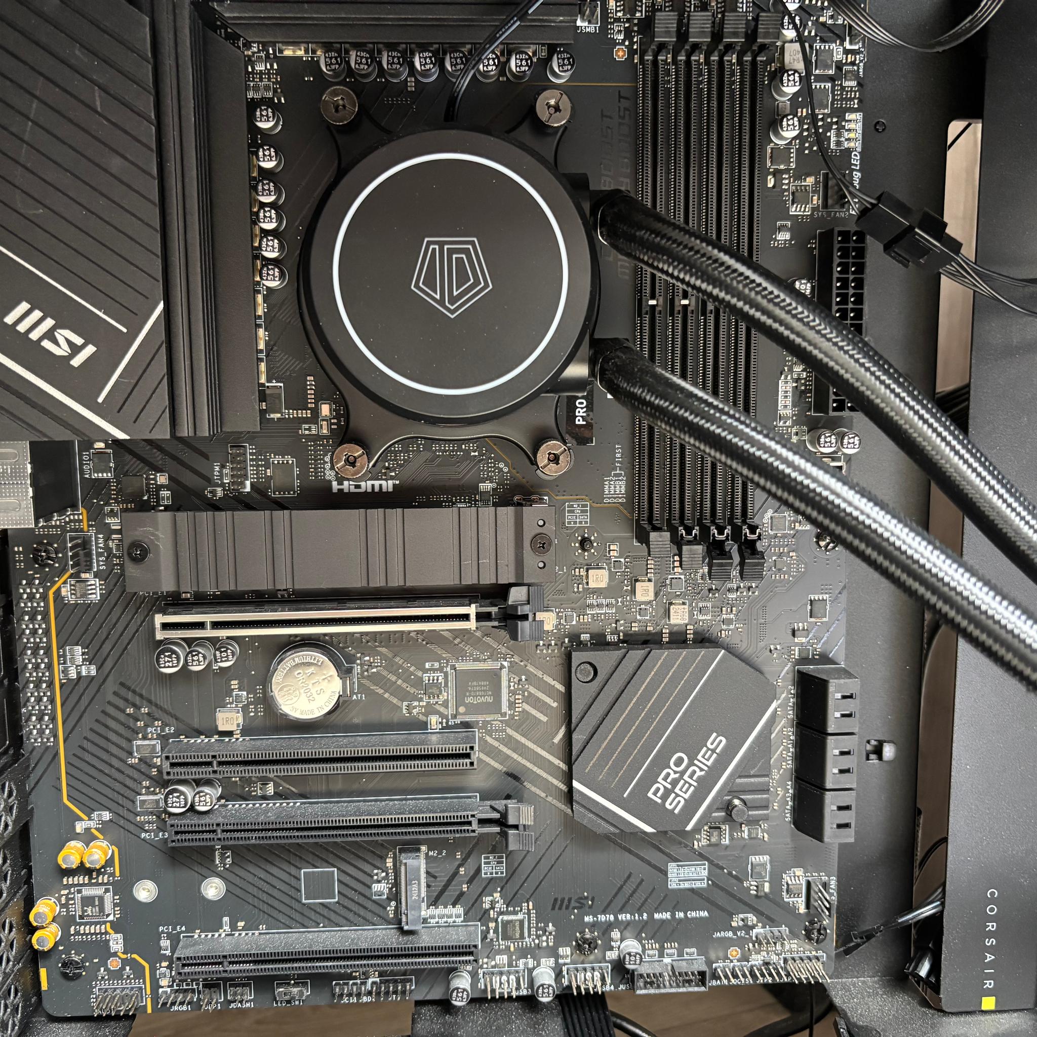 MSI Mother Board, Ryzen CPU, AIO Liquid Cooler