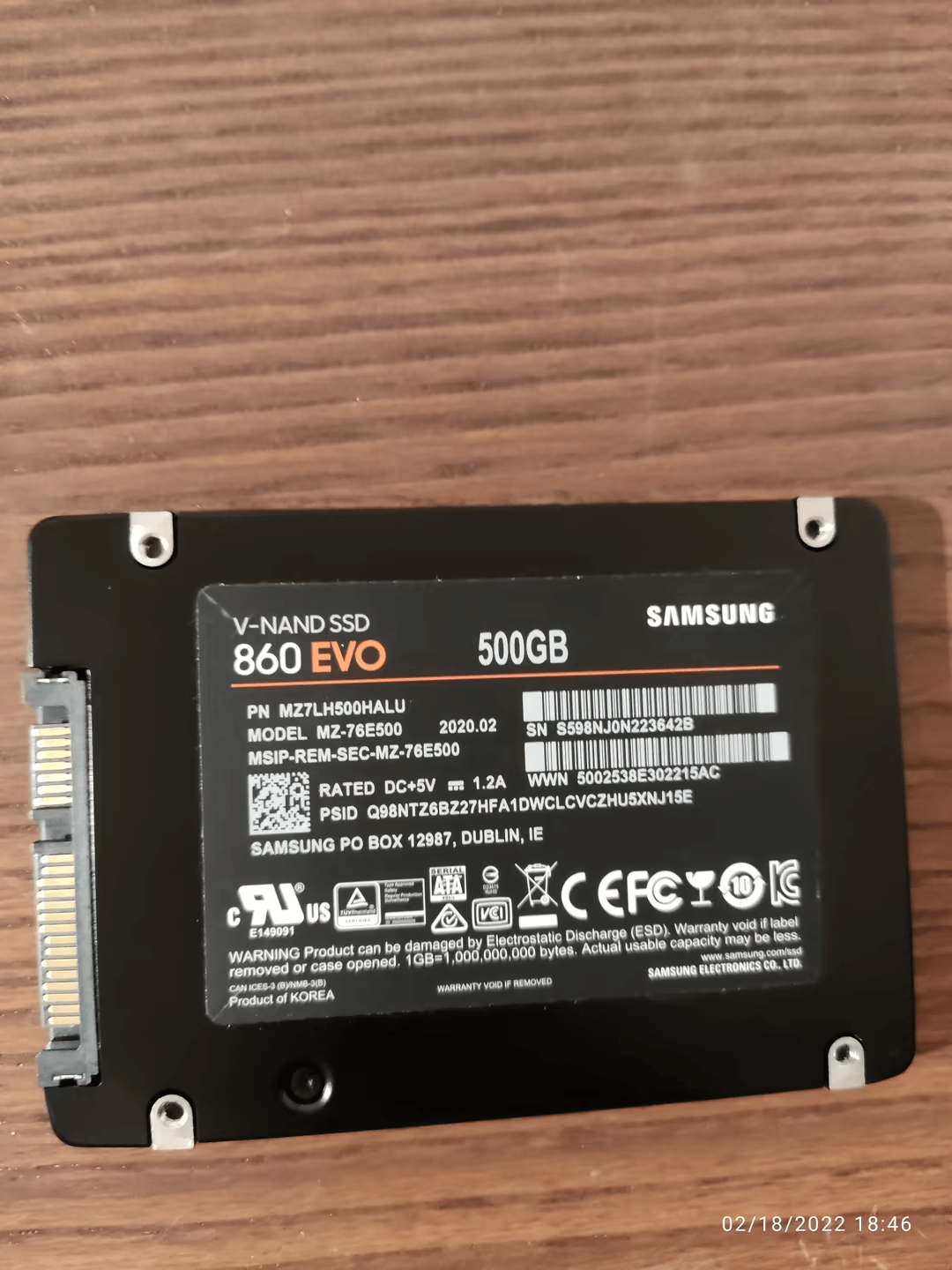 500GB Samsung 860 Evo 2.5" SATA SSD
