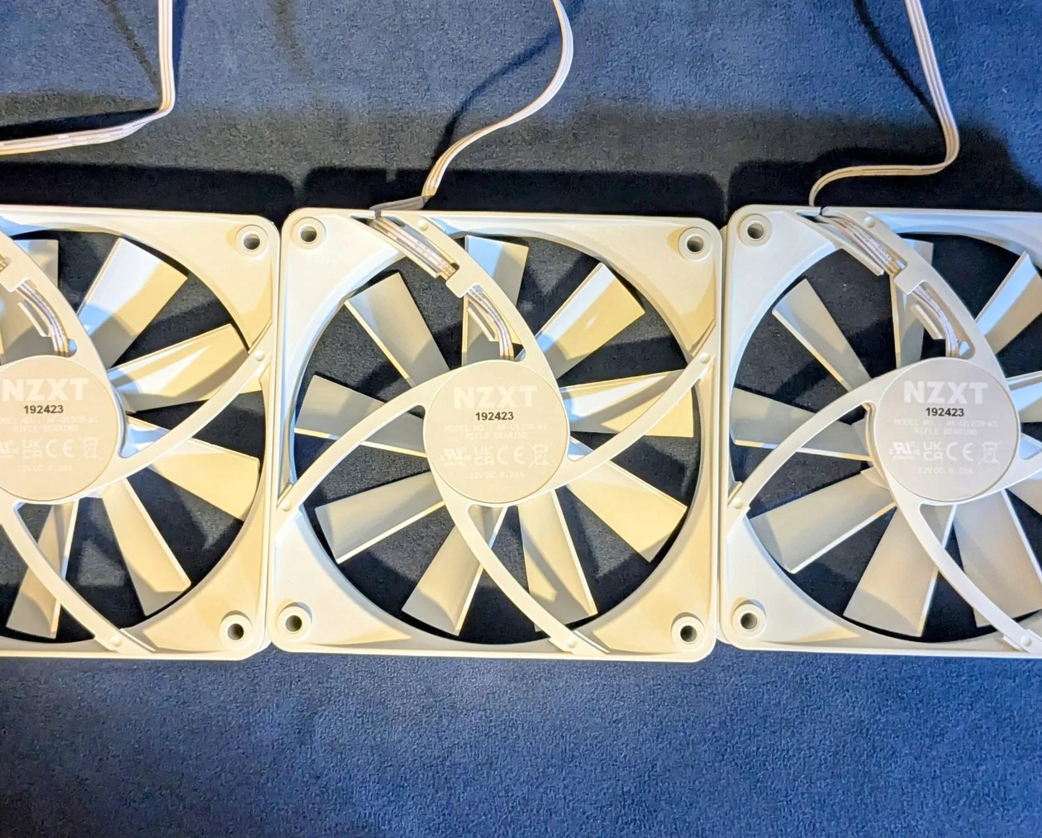 NZXT 3x White 120mm Case Fans – Non-RGB, Brand New
